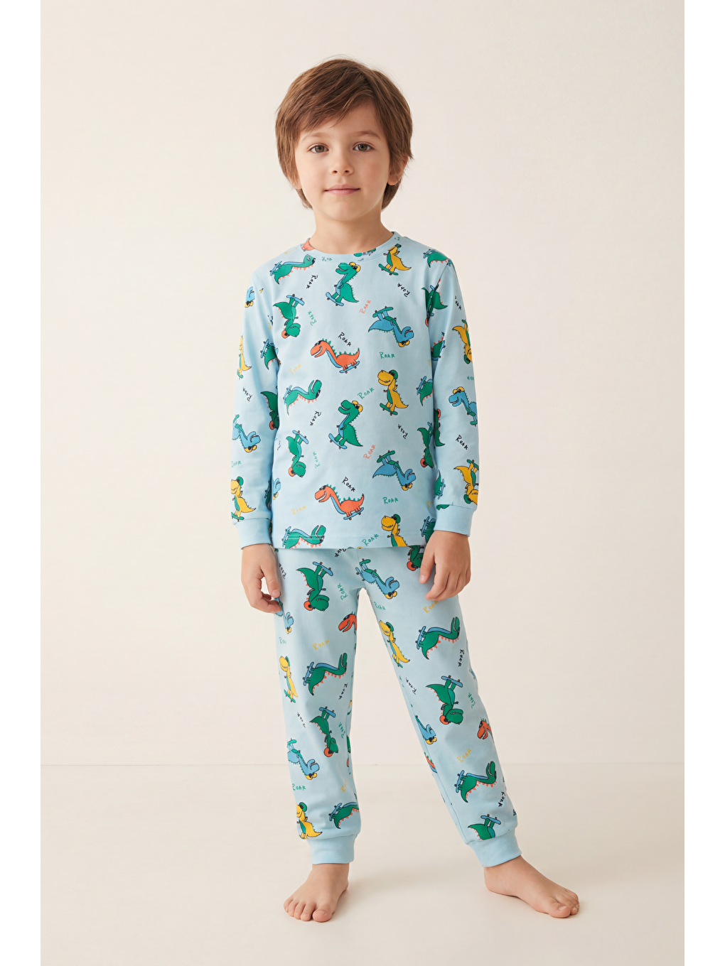 Karışık Erkek Çocuk Dinozor Desenli Pijama Takımı