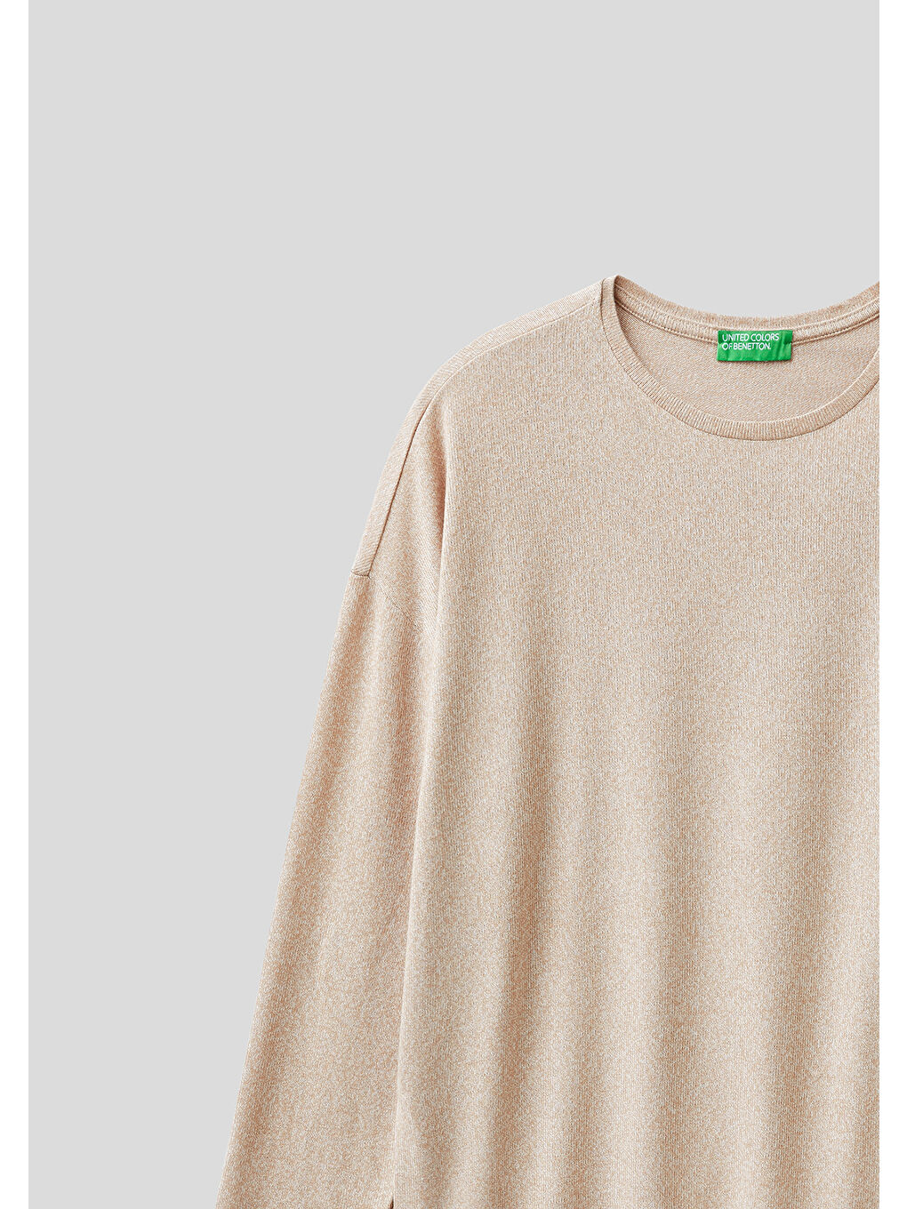 Kadın Ekru Uzun Kollu Viskoz Tişört-1