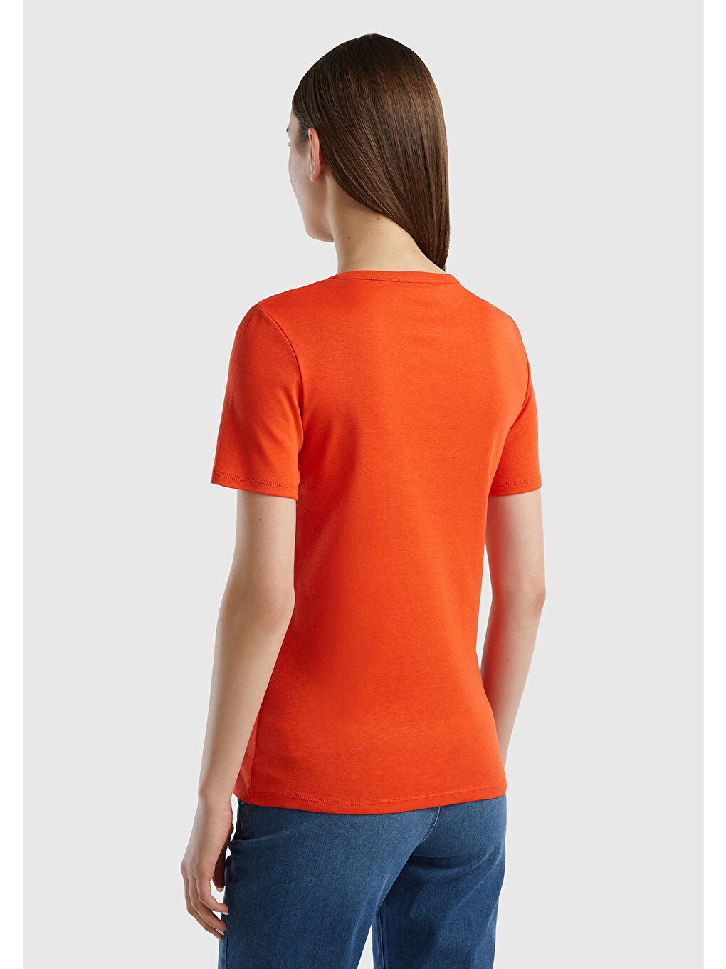 United Colors Of Benetton Kadın Kırmızı  100 Pamuk Basic Kısa Kollu Bisiklet Yaka T Shirt - 2