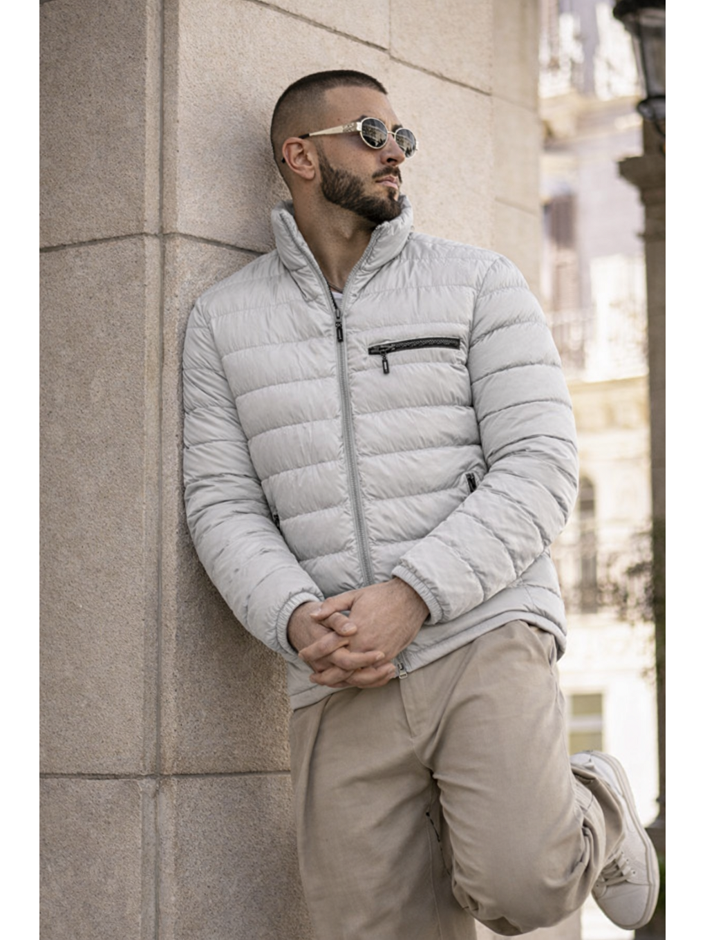 Erkek Günlük Cepli Basic Astarlı Gri Şişme Mont