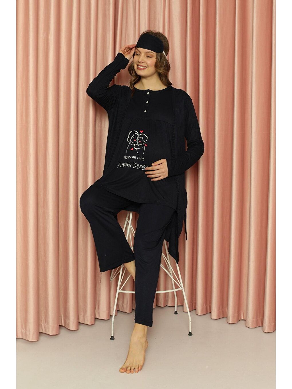 Mavi Hamile Pijama Takım ELZ-8901 -5