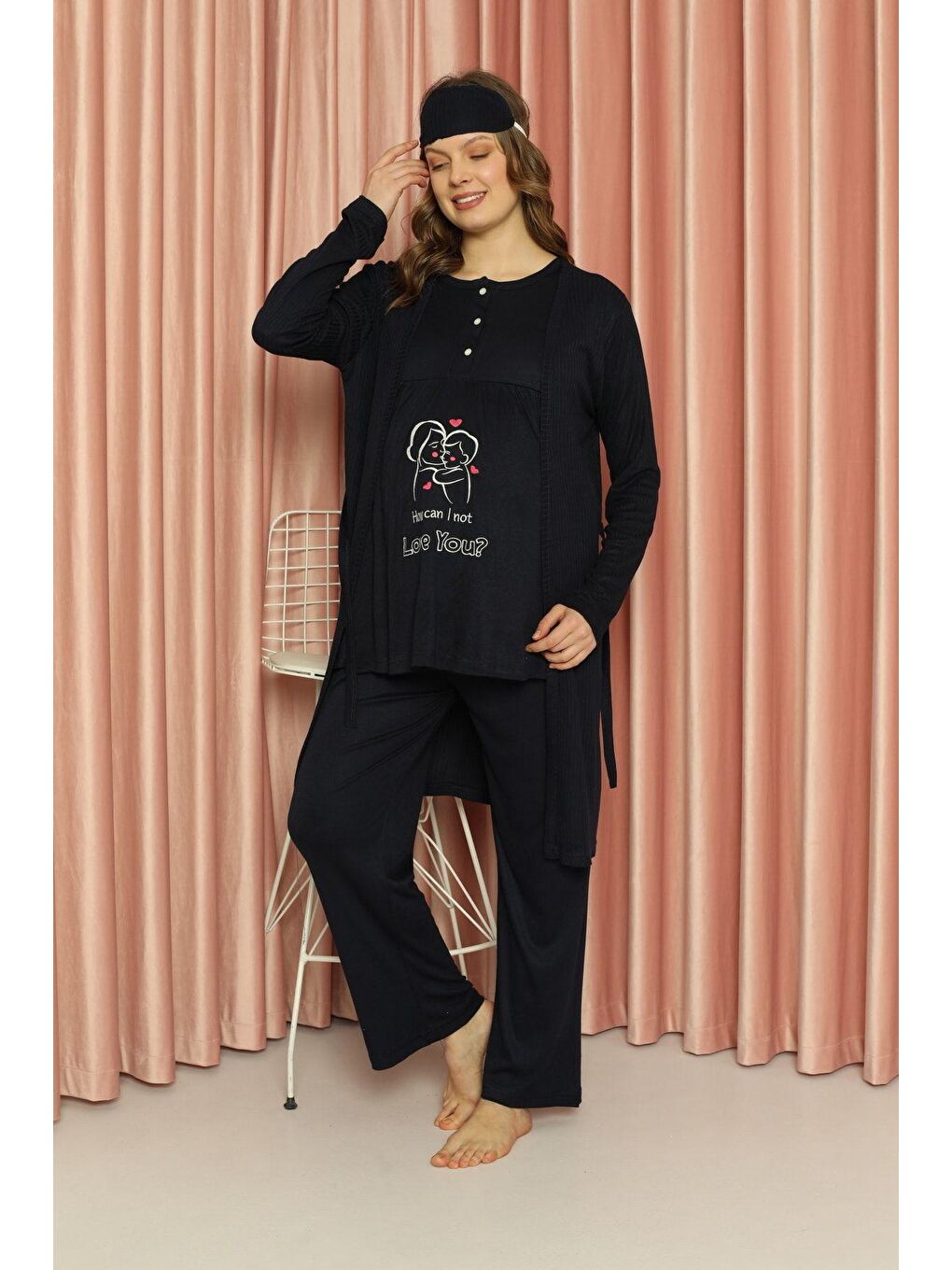 Mavi Hamile Pijama Takım ELZ-8901 -5-1