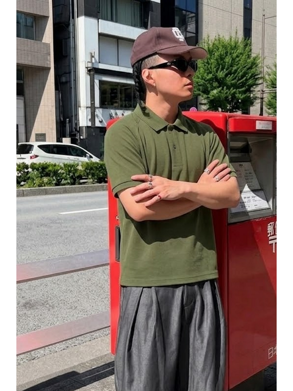 Erkek Straight Fit Haki Polo Yaka Tişört-1