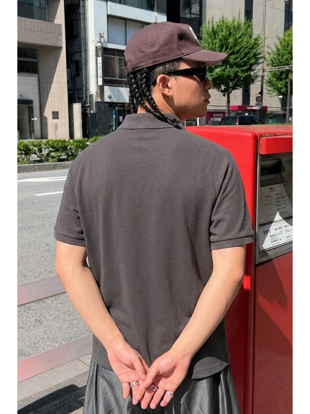 Gri Erkek Straight Fit Füme Polo Yaka Tişört-2