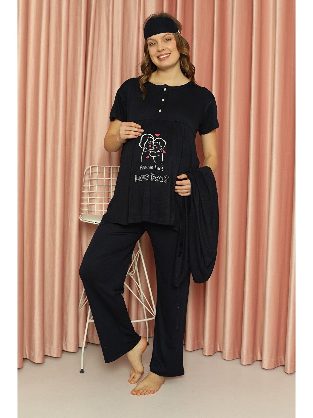 Mavi Hamile Pijama Takım ELZ-8901 -5-3