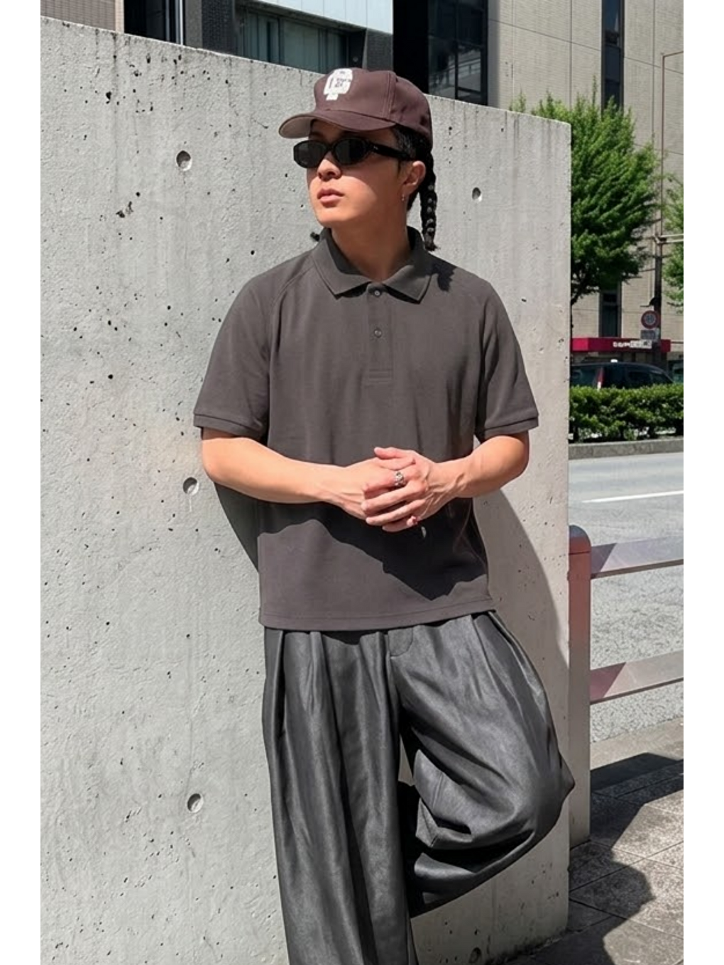 Gri Erkek Straight Fit Füme Polo Yaka Tişört-4