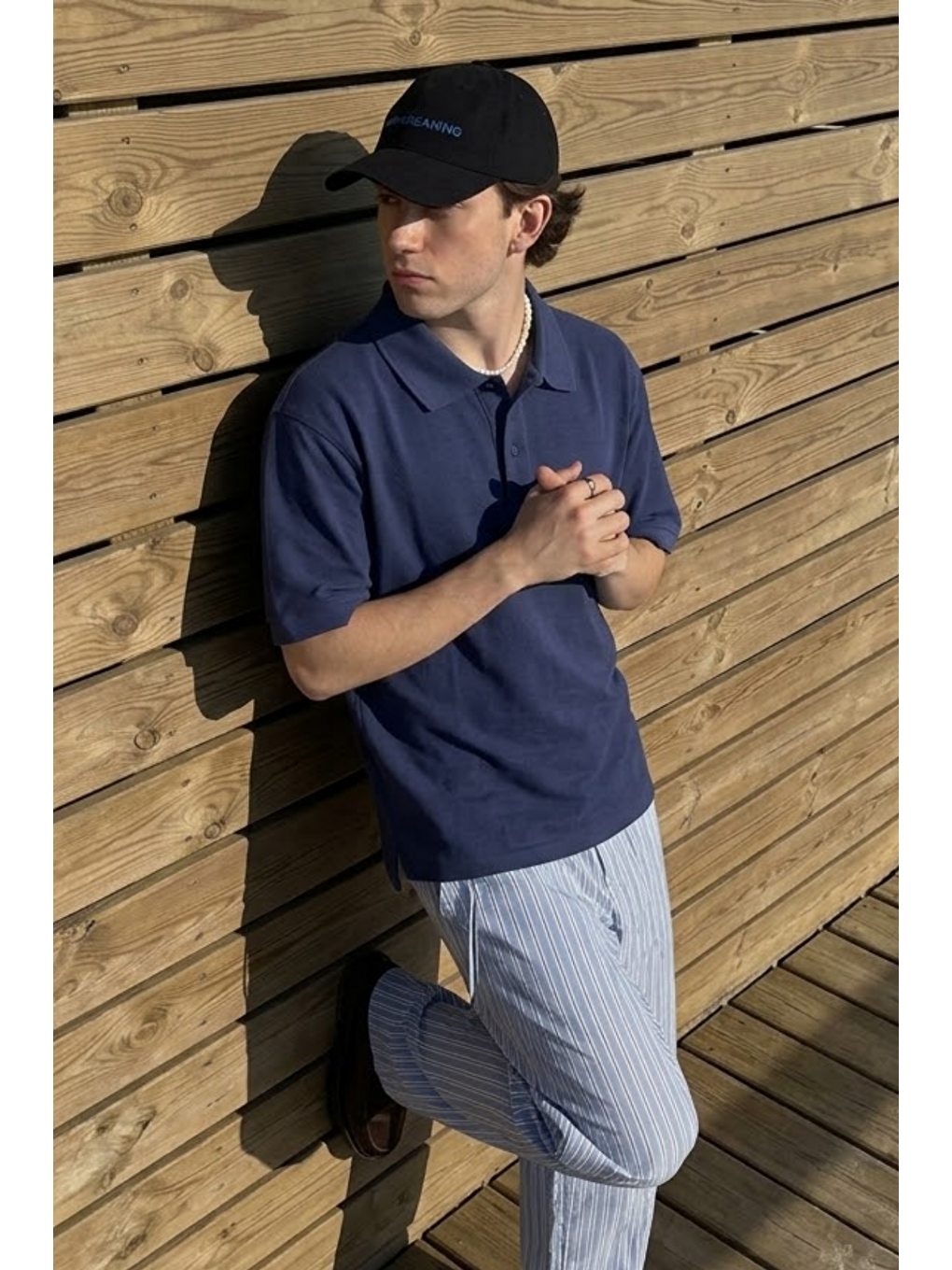 Erkek Casual Rahat Lacivert Polo Yaka Tişört-3