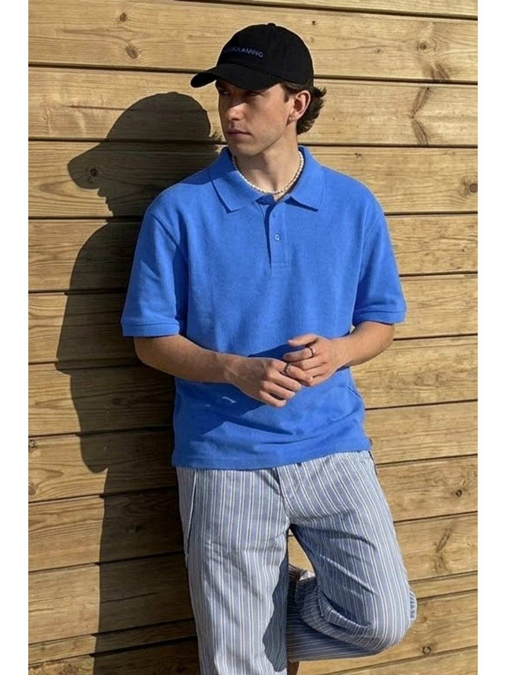 Erkek Casual Rahat A.Mavi Polo Yaka Tişört-4