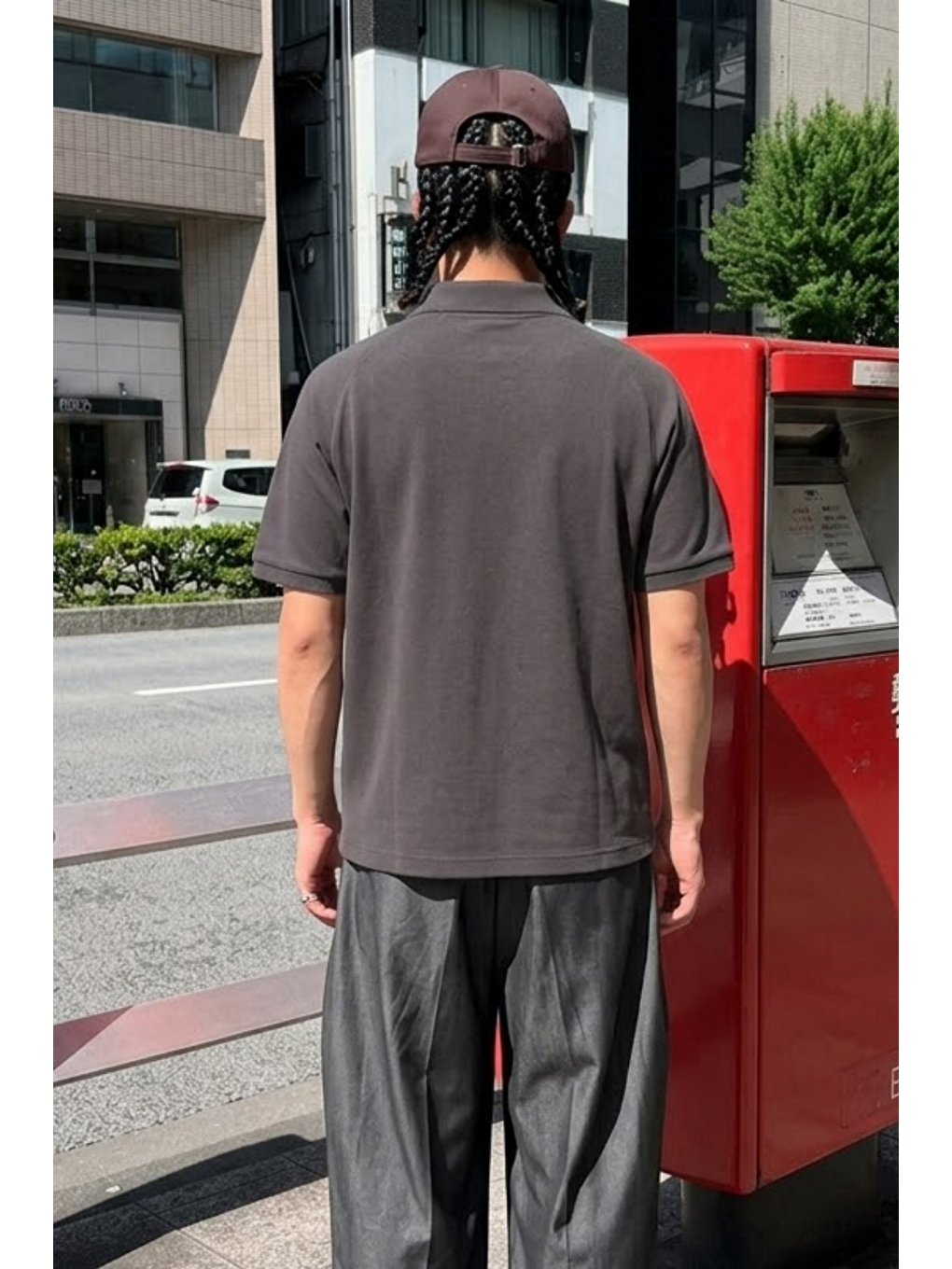 Gri Erkek Straight Fit Füme Polo Yaka Tişört-5