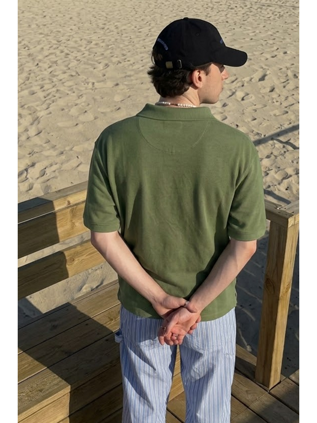Erkek Casual Rahat Haki Polo Yaka Tişört-5