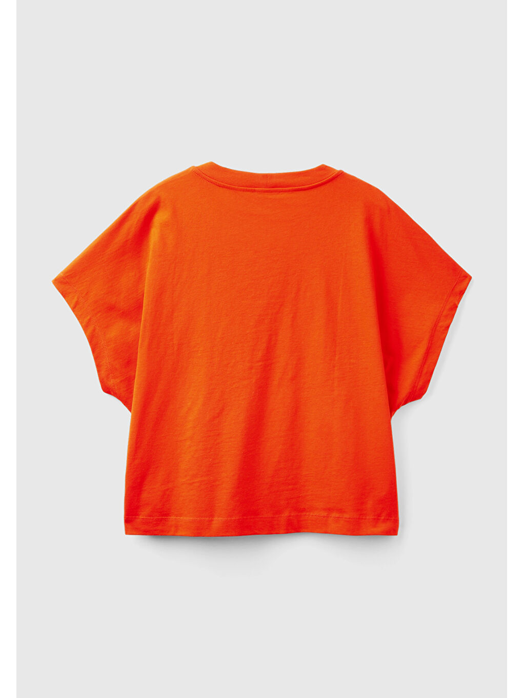 United Colors Of Benetton Kırmızı Kadın Nar Çiçeği %100 Pamuk Kimono Kollu Bisiklet Yaka T-Shirt - 3