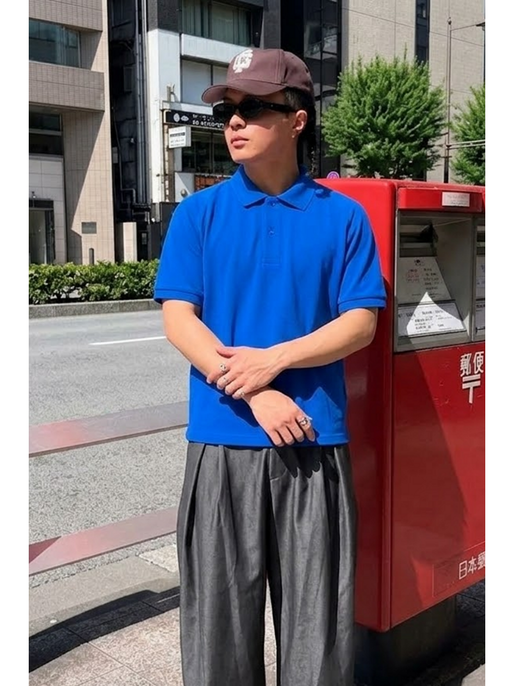 Erkek Straight Fit Mavi Polo Yaka Tişört-1