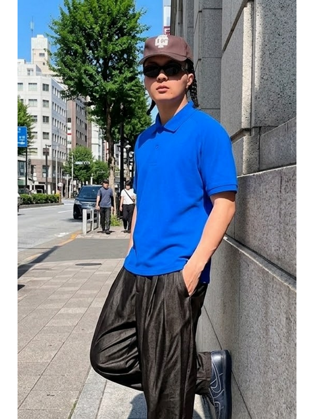 Erkek Straight Fit Mavi Polo Yaka Tişört-2