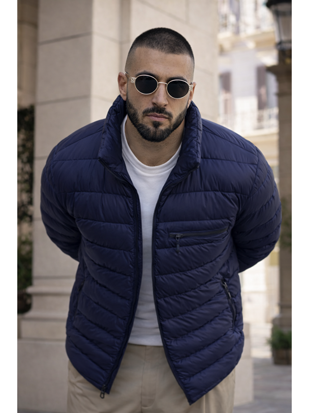 Erkek Günlük Cepli Basic Astarlı Lacivert Şişme Mont-1