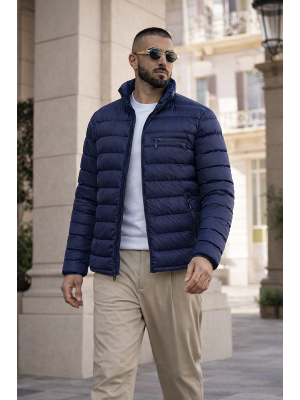 Erkek Günlük Cepli Basic Astarlı Lacivert Şişme Mont-2