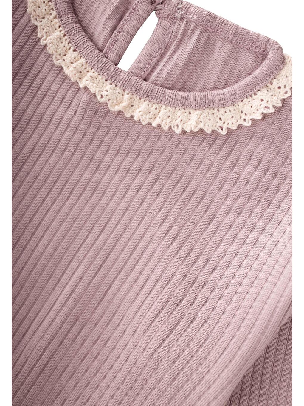 Dantelli Uzun Kollu Mevsimlik Takım 0-3 Yaş Pudra Pembe-2