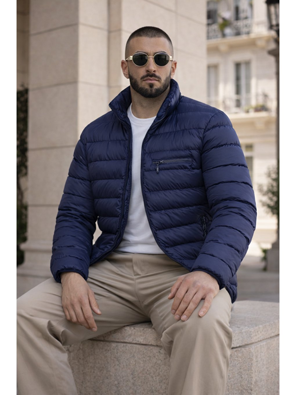 Erkek Günlük Cepli Basic Astarlı Lacivert Şişme Mont-3