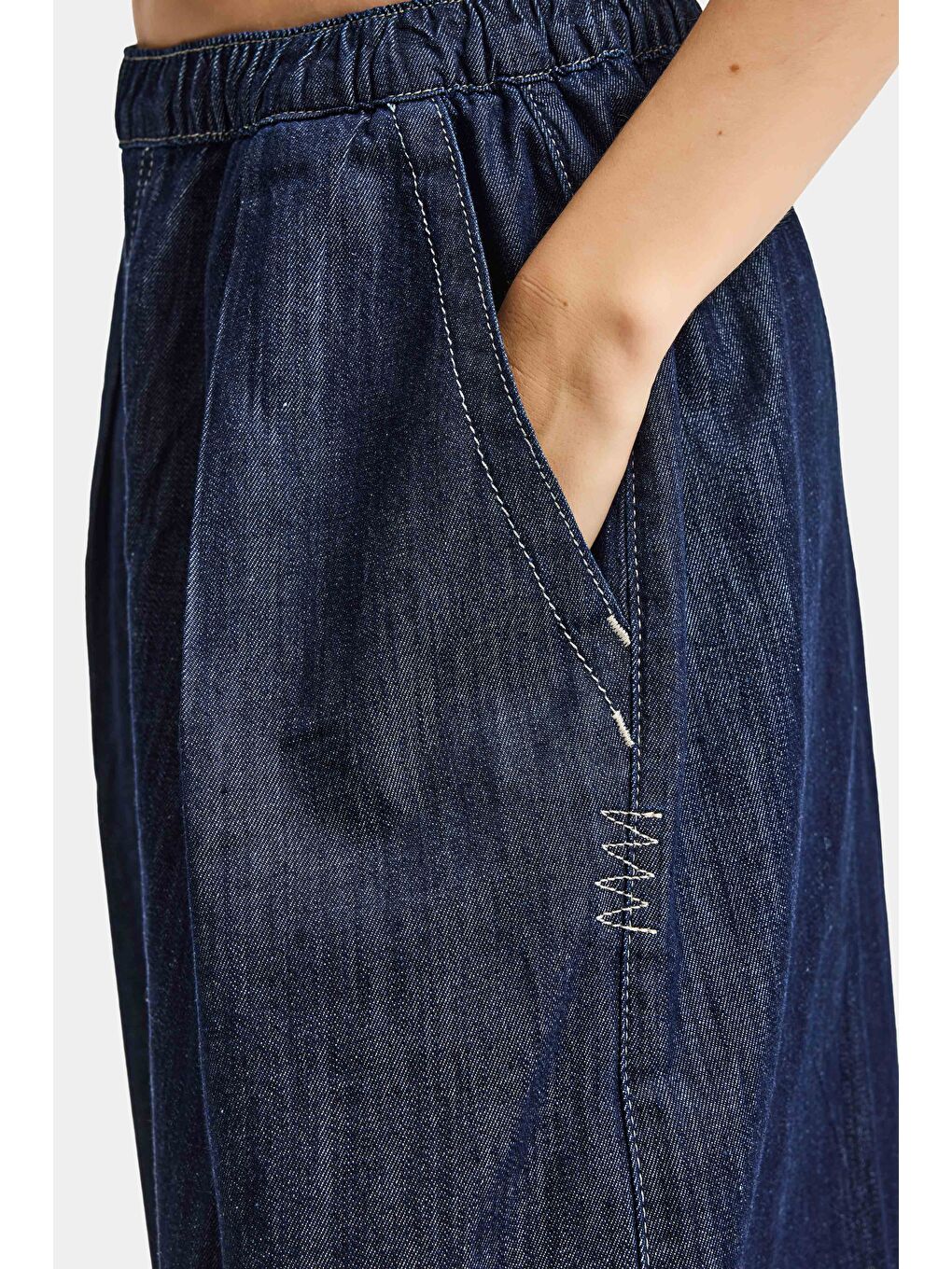 Kadın İndigo Selvedge 7s6-50 Baggy Cocoon Denim Jean-1