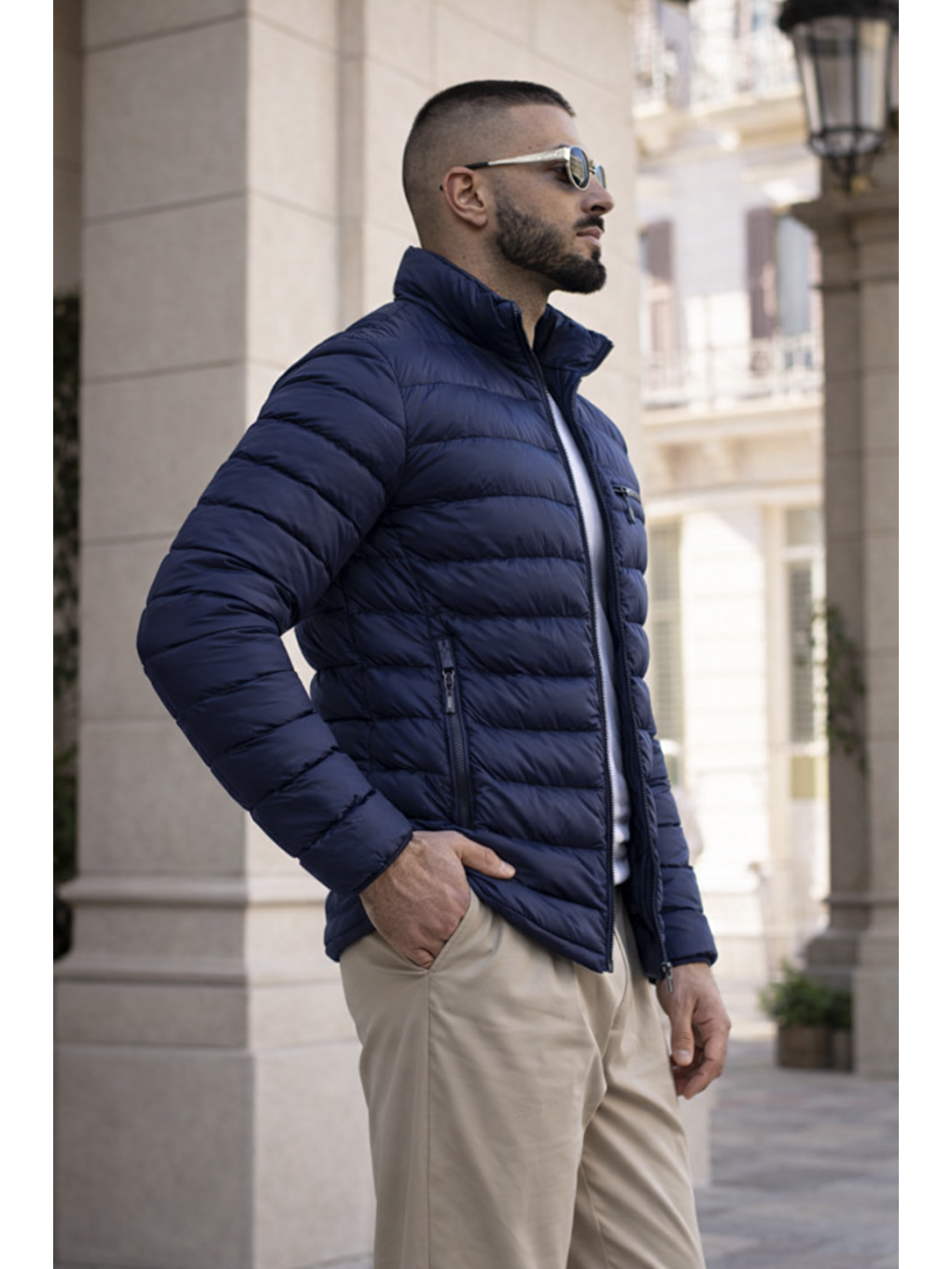 Erkek Günlük Cepli Basic Astarlı Lacivert Şişme Mont-4