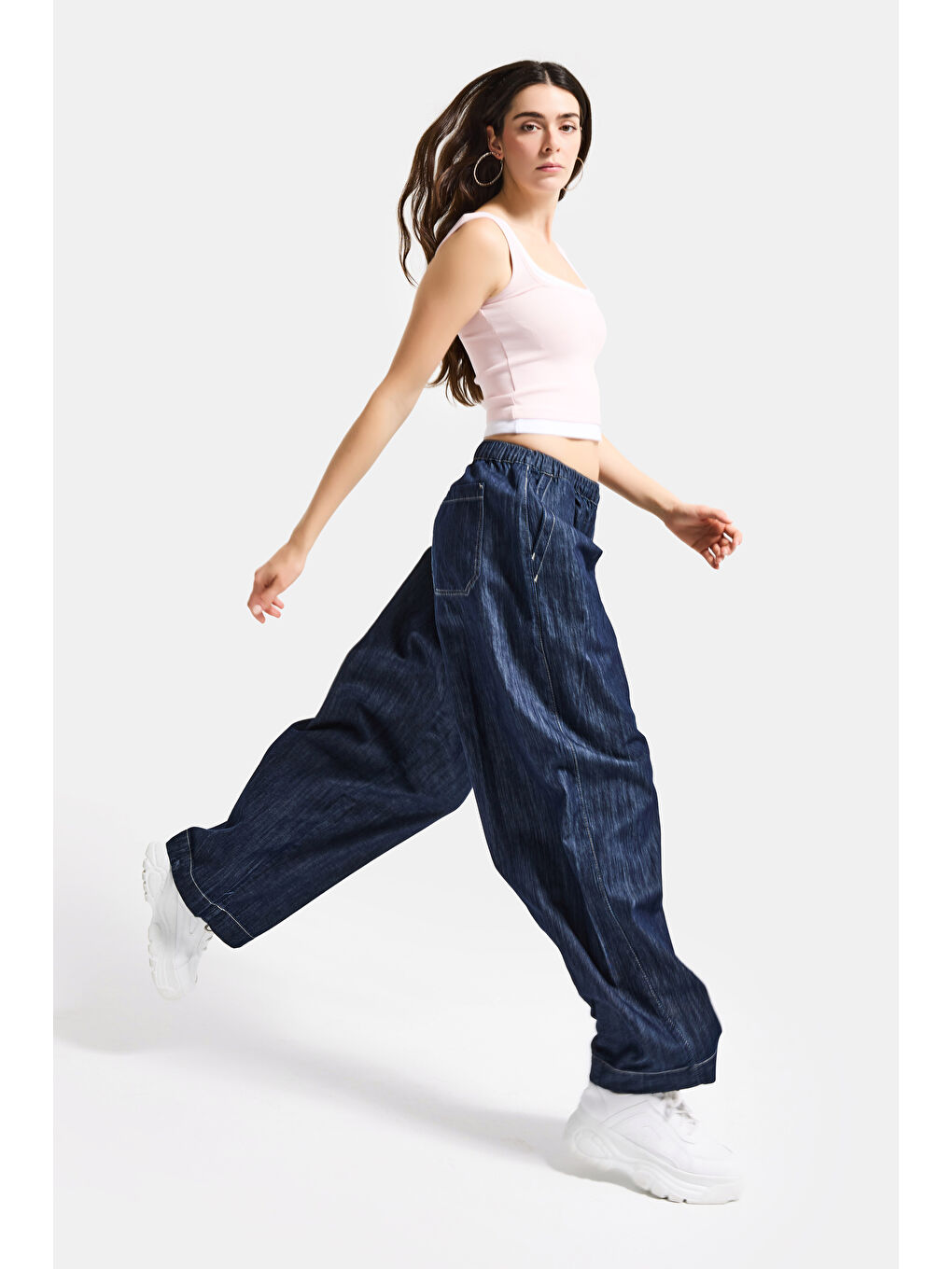 Kadın İndigo Selvedge 7s6-50 Baggy Cocoon Denim Jean-2