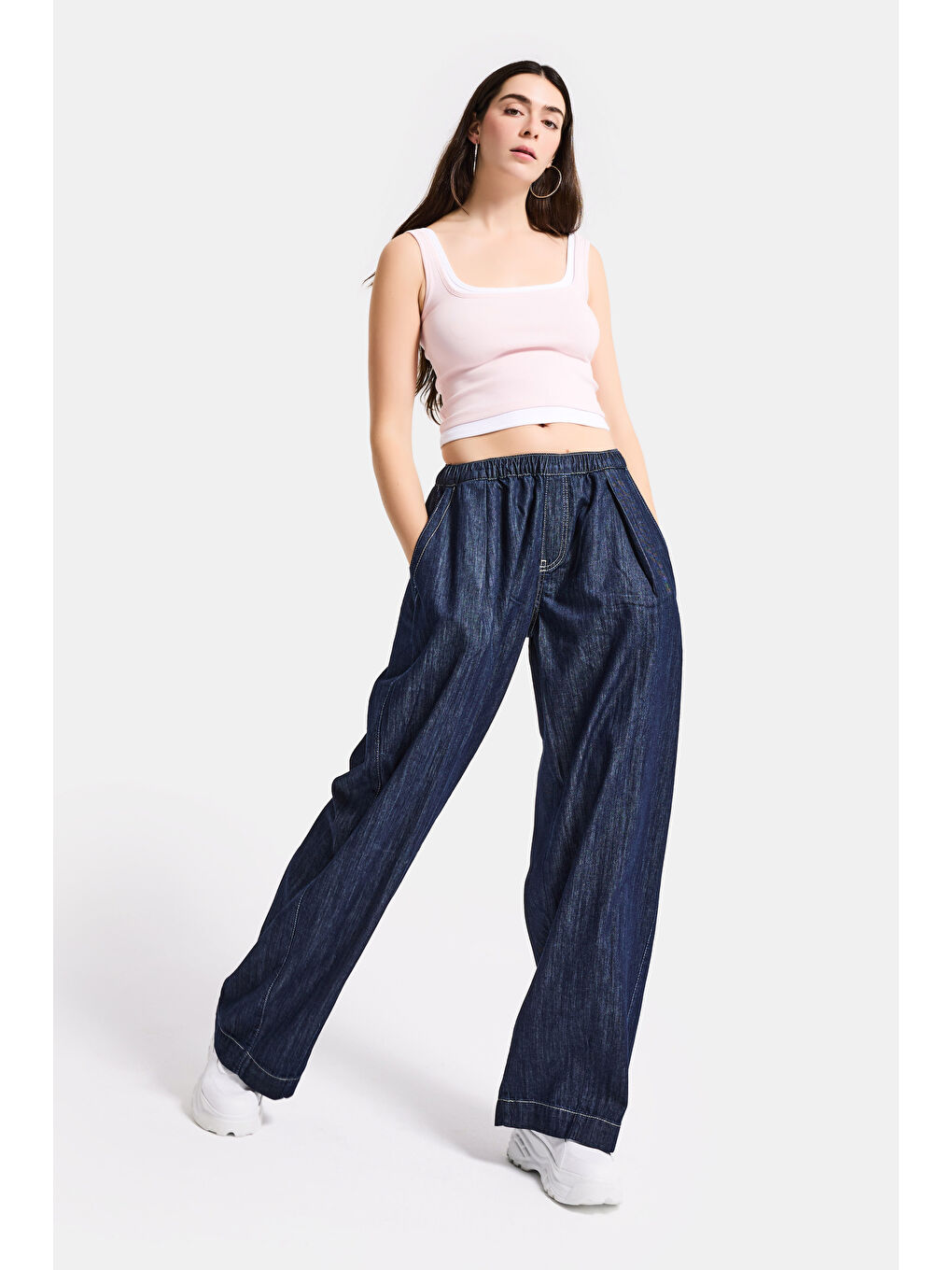 Kadın İndigo Selvedge 7s6-50 Baggy Cocoon Denim Jean-3