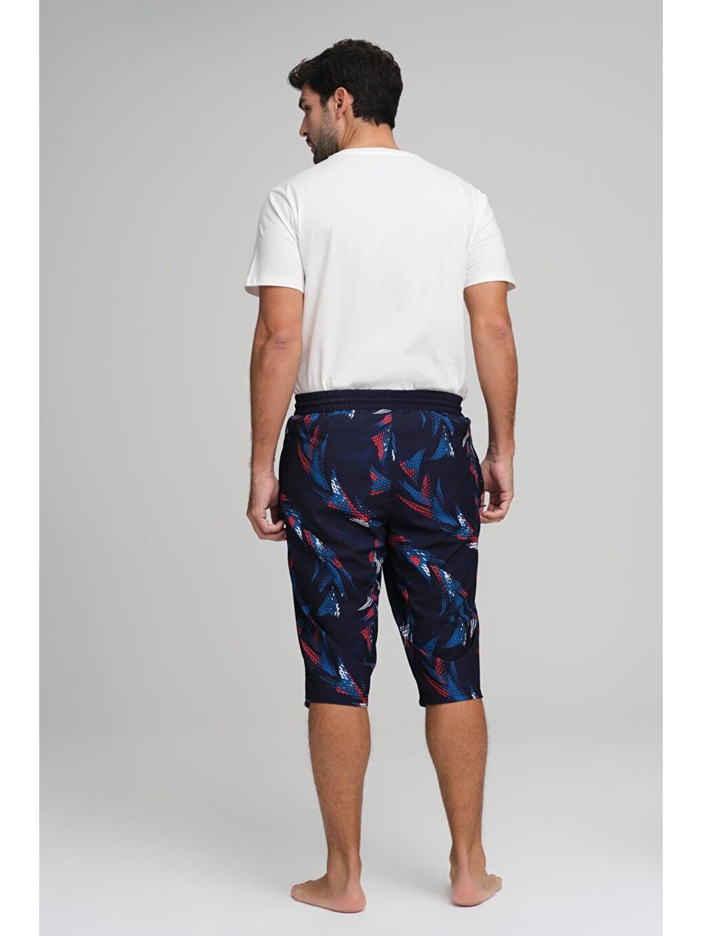 Renkli Desenli Lacivert Erkek Uzun Havuz Ve Deniz Şortu 2971-1