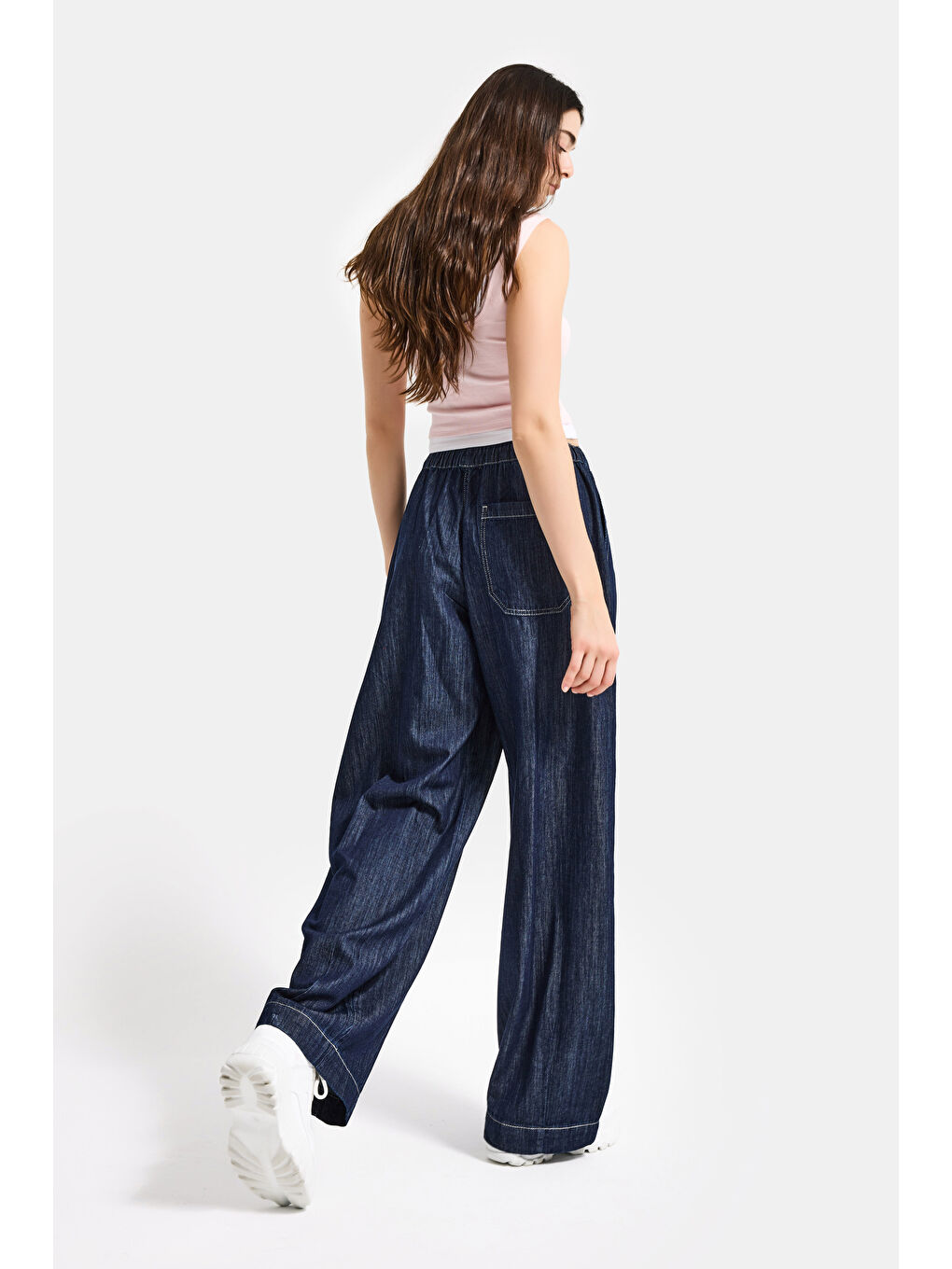 Kadın İndigo Selvedge 7s6-50 Baggy Cocoon Denim Jean-6