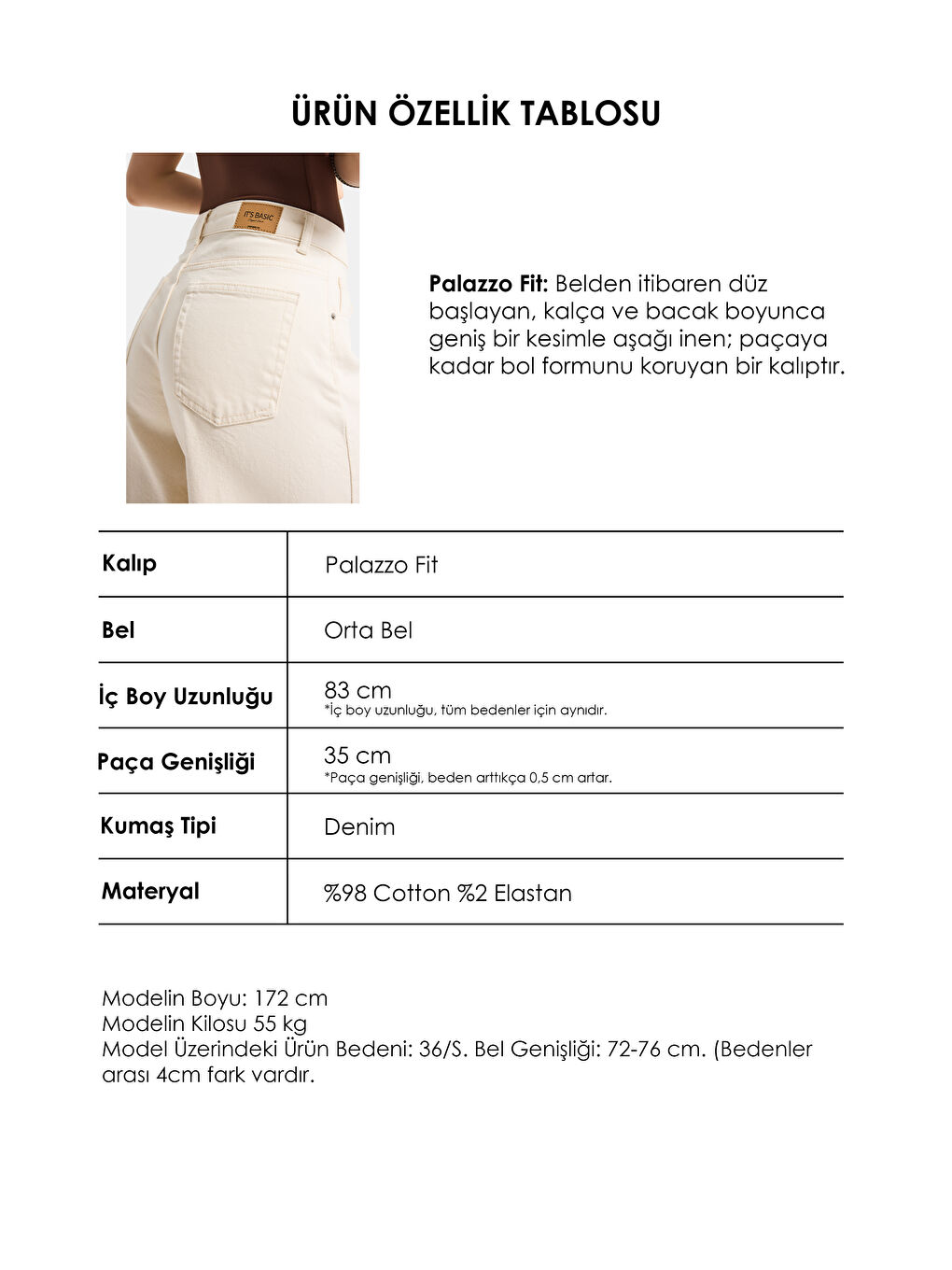 Bej Kadın Raw 7s6-69 Palazzo Fit Elastan Kumaş Denim Jean-4