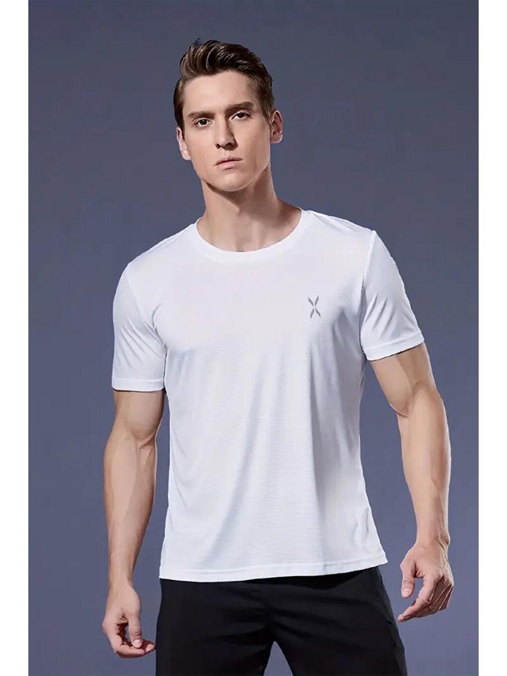 Beyaz Xylon Mikro Polyester Nefes Alabilen Hafif Perform Antrenman Sporcu Erkek Tshirt