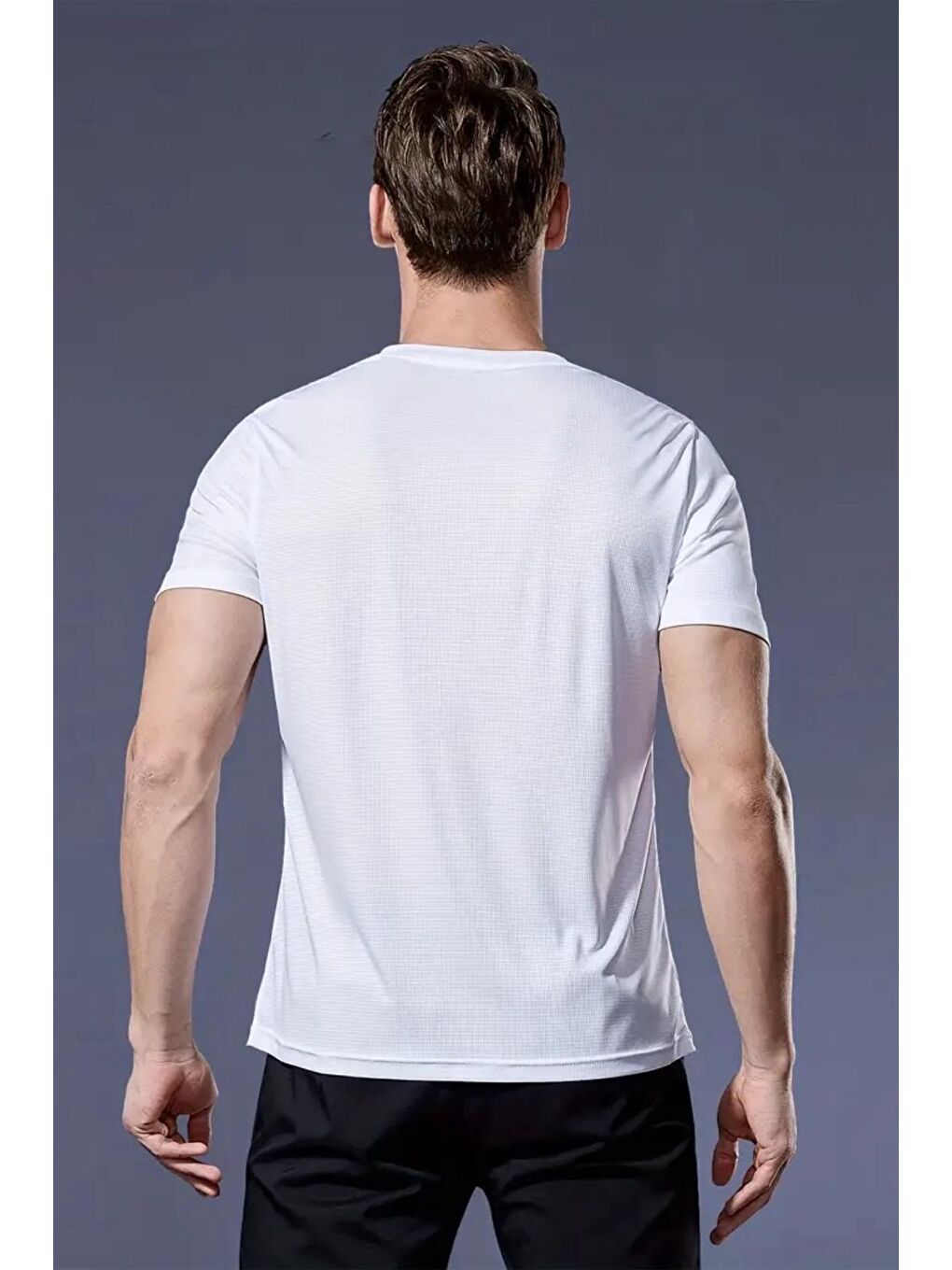 Beyaz Xylon Mikro Polyester Nefes Alabilen Hafif Perform Antrenman Sporcu Erkek Tshirt-2