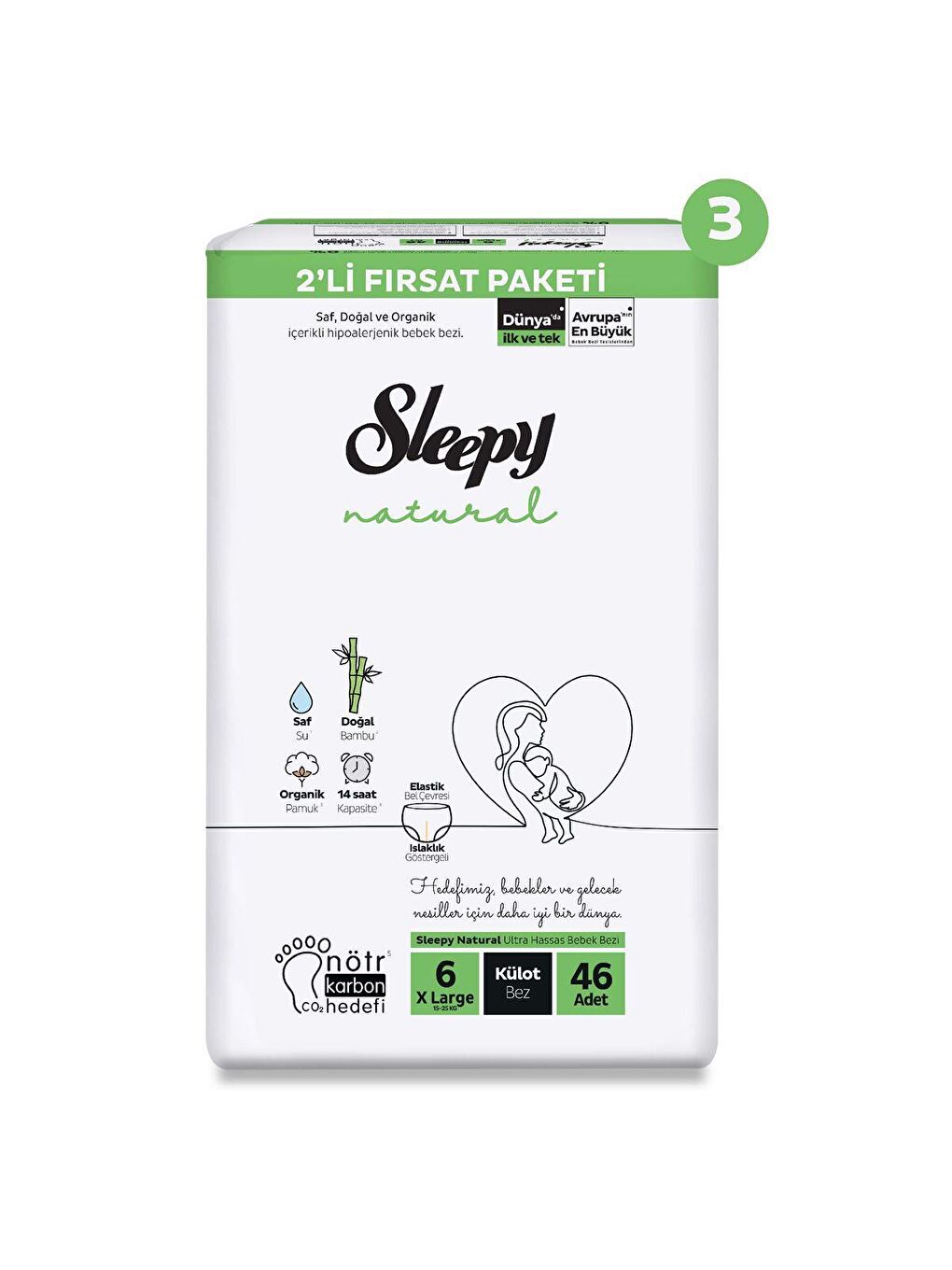 Sleepy Beyaz Natural Süper Fırsat Paketi Külot Bez 6 Numara Xlarge 138 Adet - 1