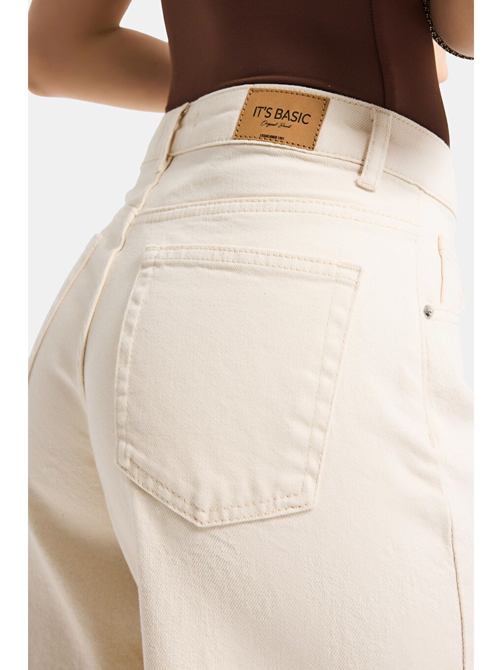 Bej Kadın Raw 7s6-69 Palazzo Fit Elastan Kumaş Denim Jean-6