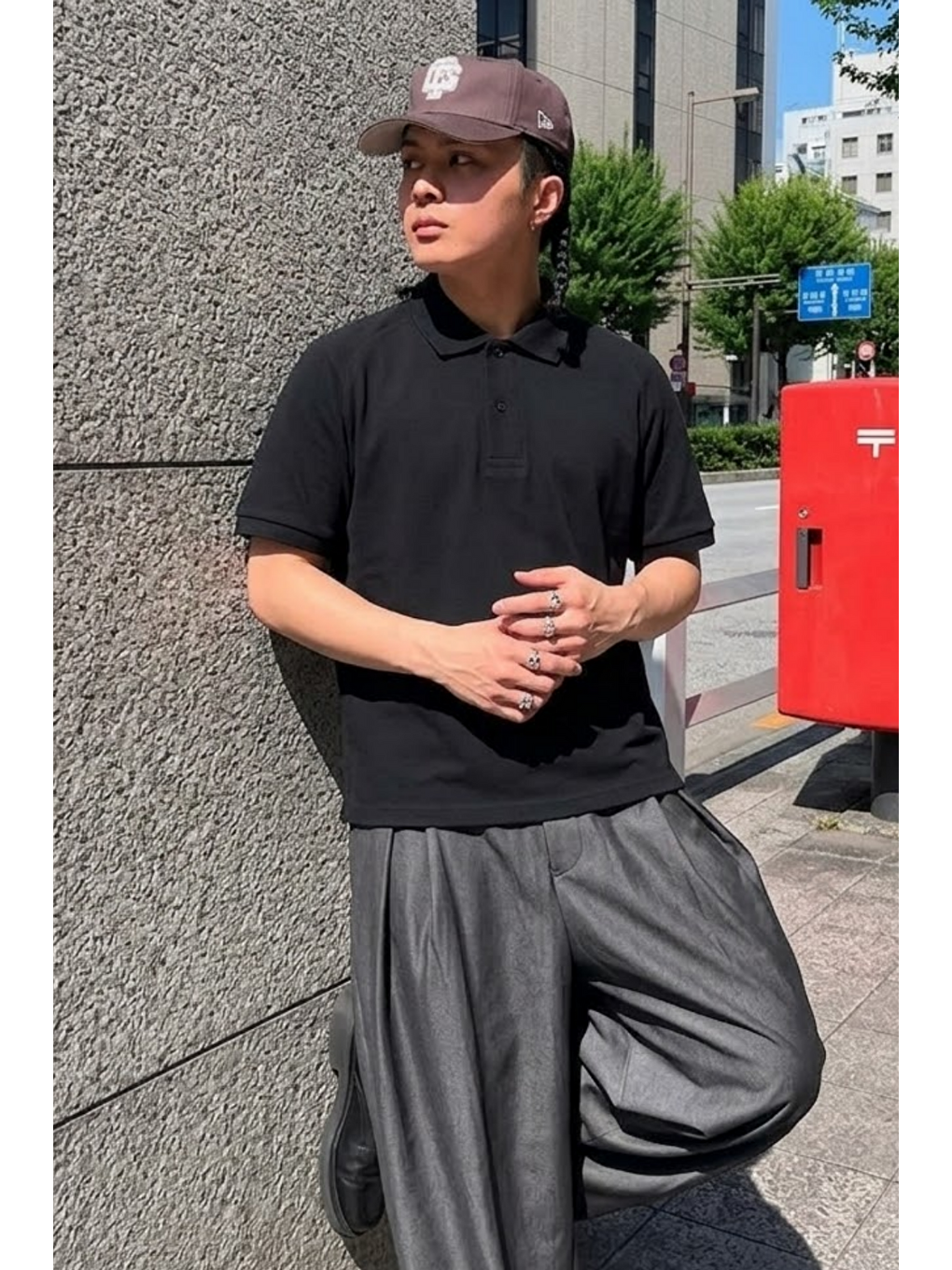 Erkek Straight Fit Siyah Polo Yaka Tişört-3
