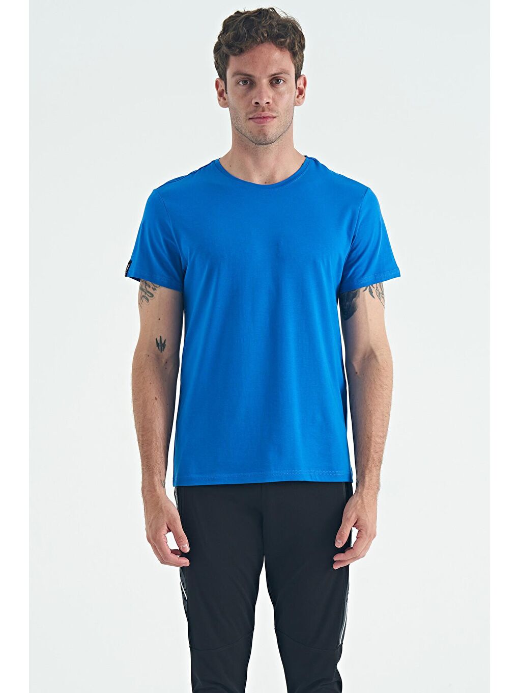 AIR JONES Mavi Calvin Saks Basic Erkek T-Shirt - 88245