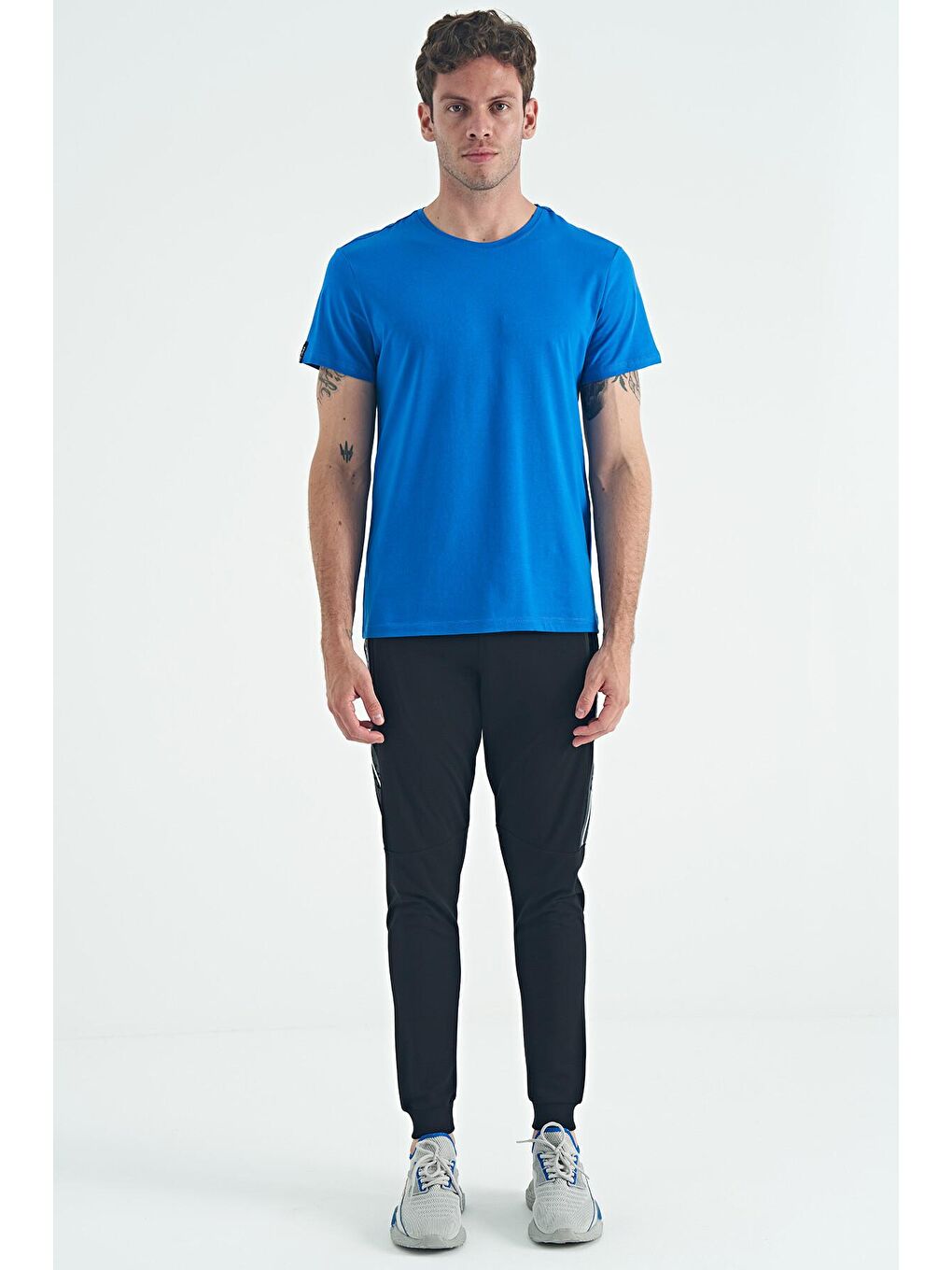 AIR JONES Mavi Calvin Saks Basic Erkek T-Shirt - 88245 - 1