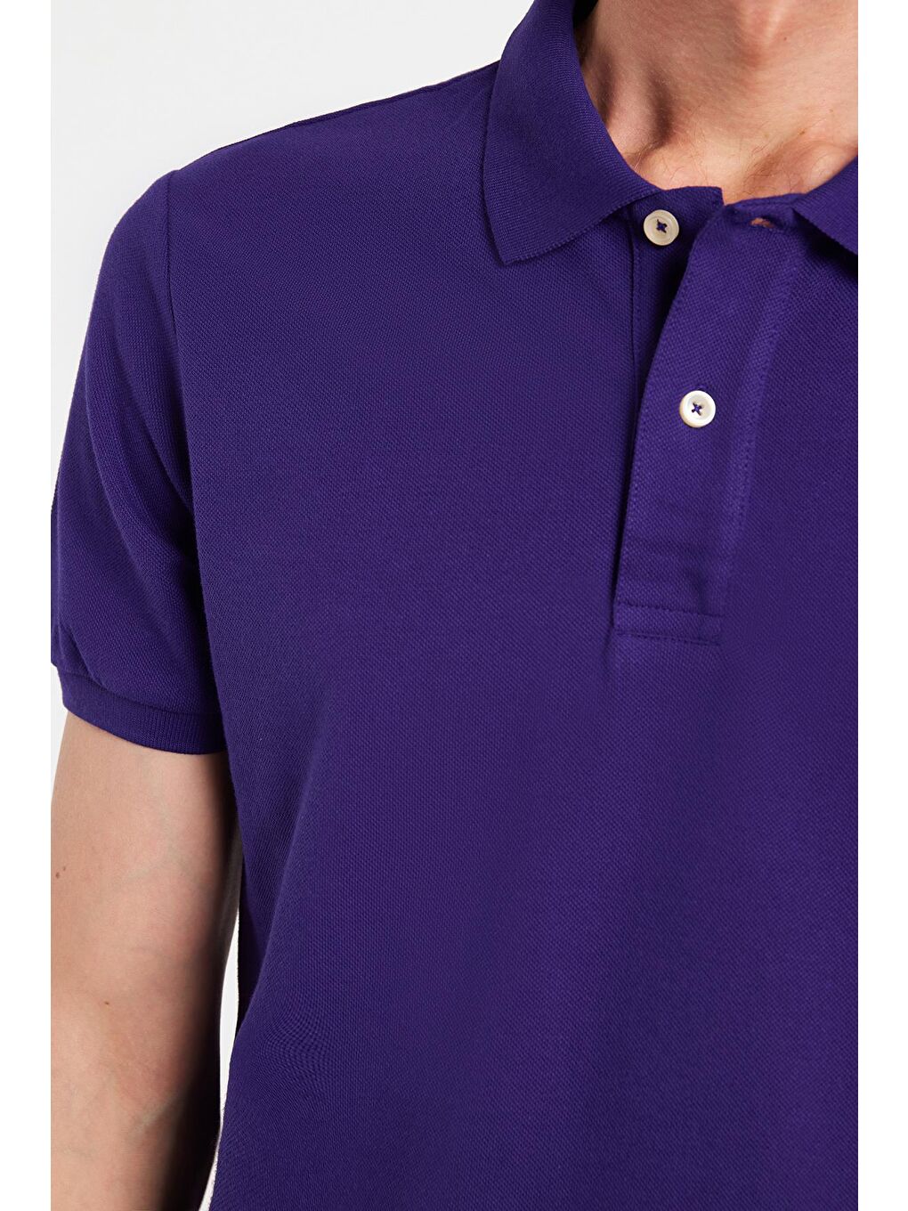 Erkek Slim Fit Dar Kesim %100 Pamuk Mor Polo Yaka Tişört-2