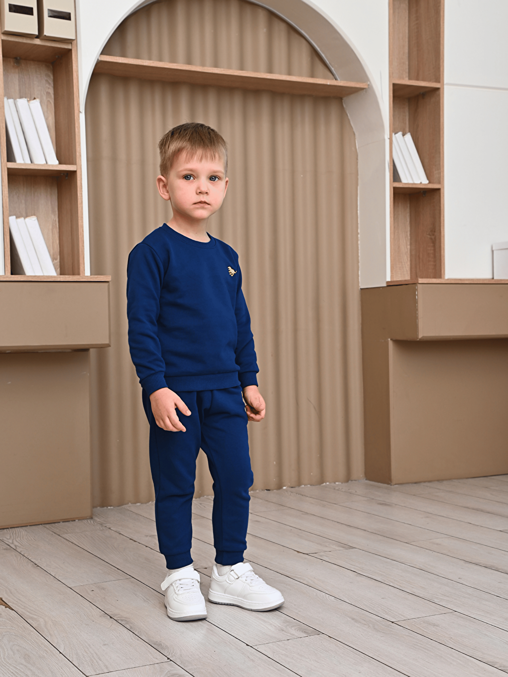 Lacivert Bisiklet Yaka Baskılı Erkek Çocuk Sweatshirt ve Eşofman Alt 2'li Takım-6