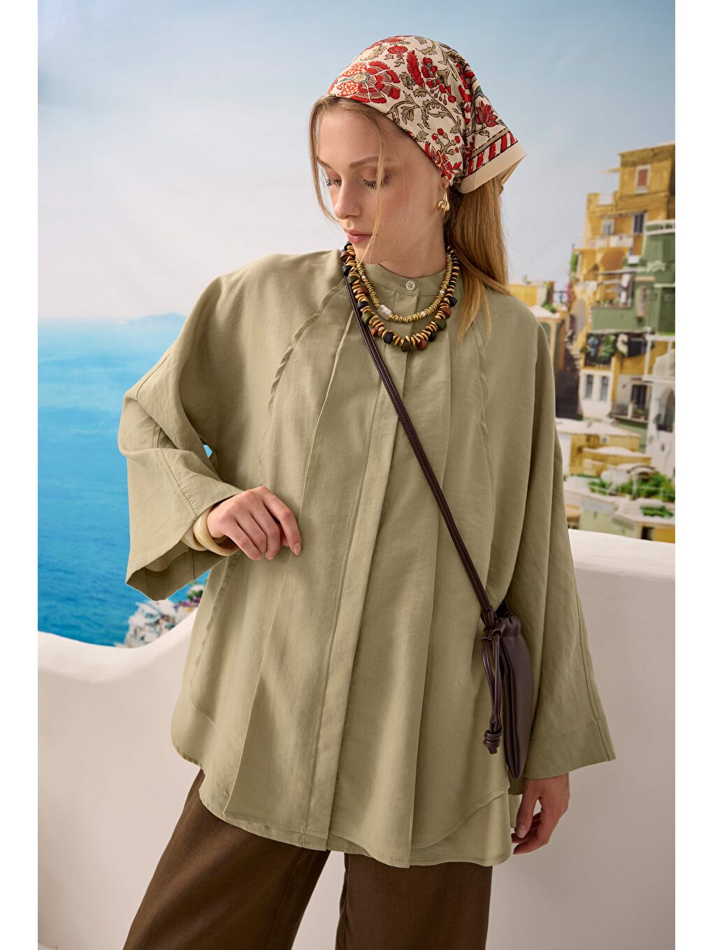 Yeşil Pile Detaylı Gömlek Adaçayı