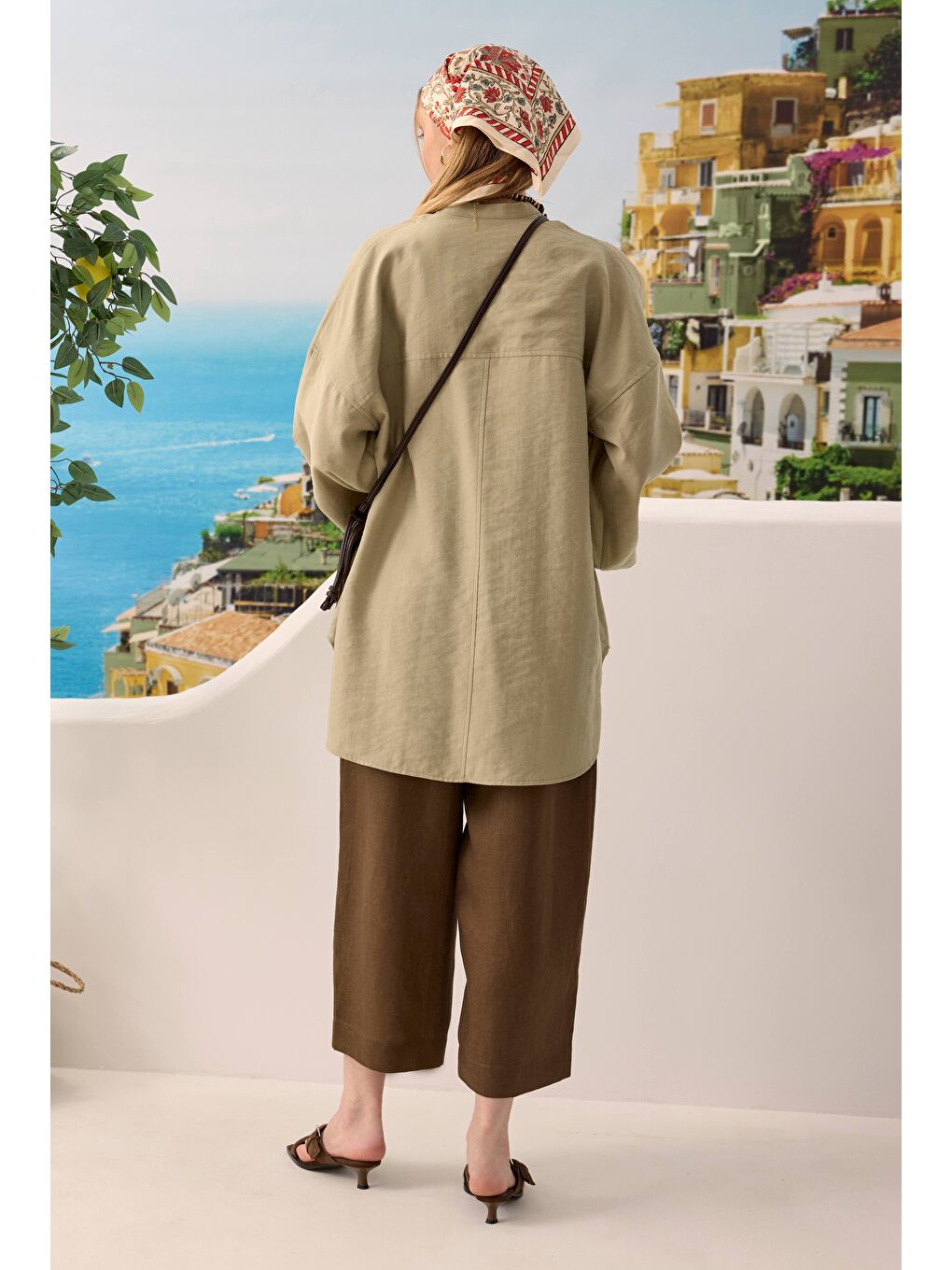 Yeşil Pile Detaylı Gömlek Adaçayı-3