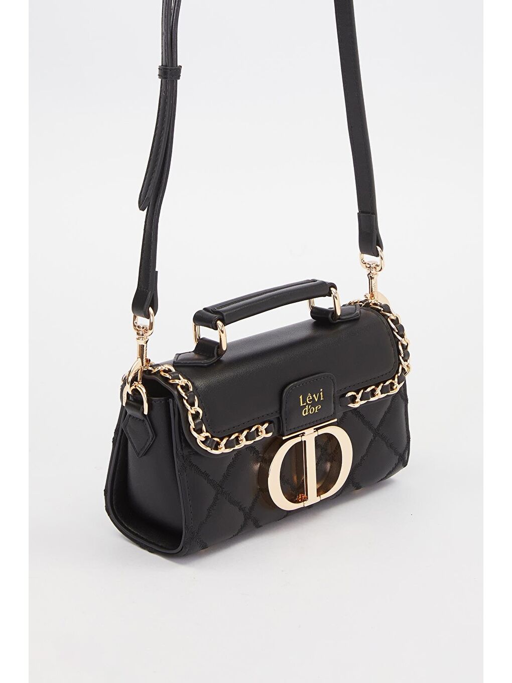 Siyah Metal Halka Detay Omuz Çantası 930427-1