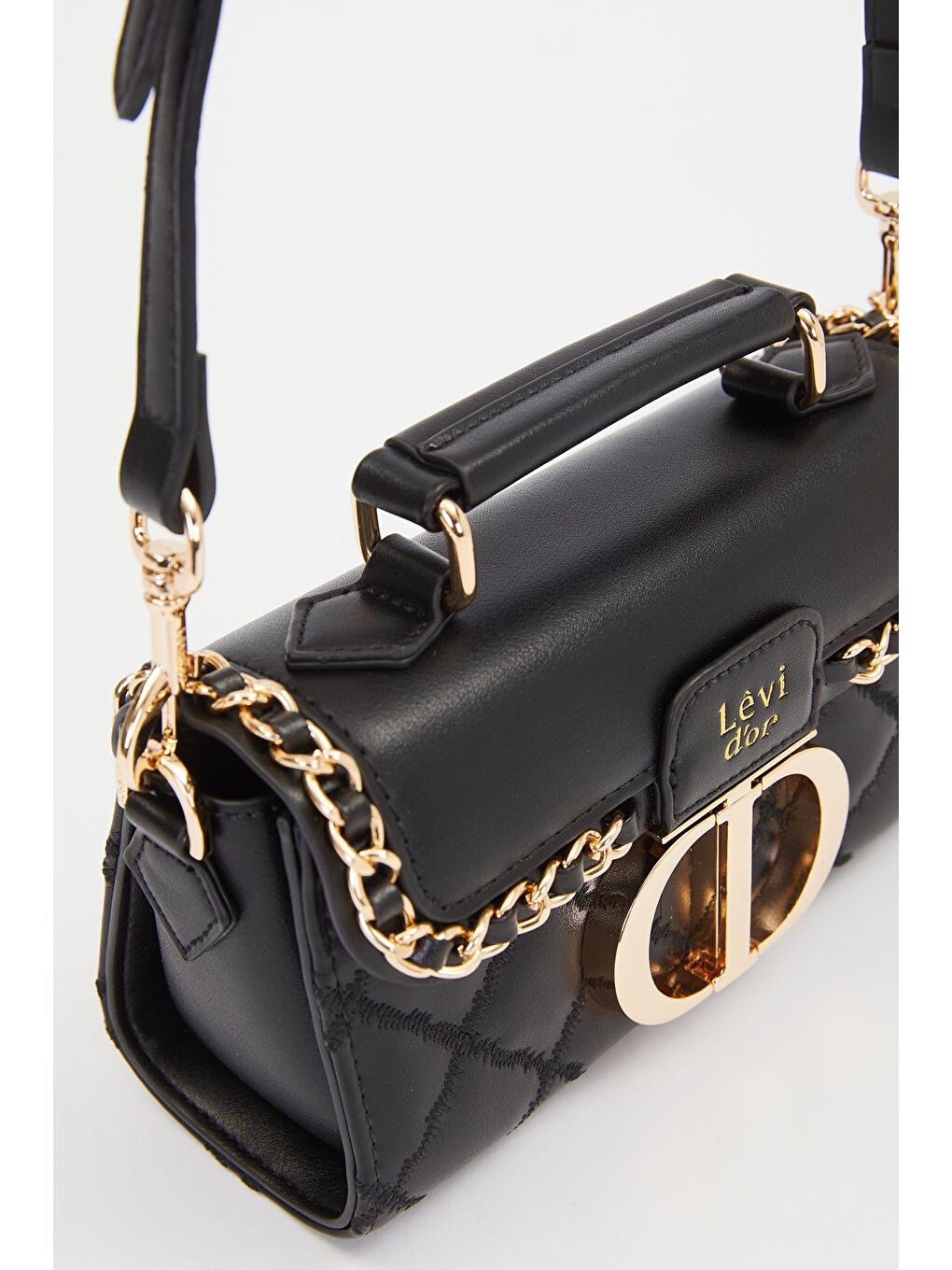 Siyah Metal Halka Detay Omuz Çantası 930427-2