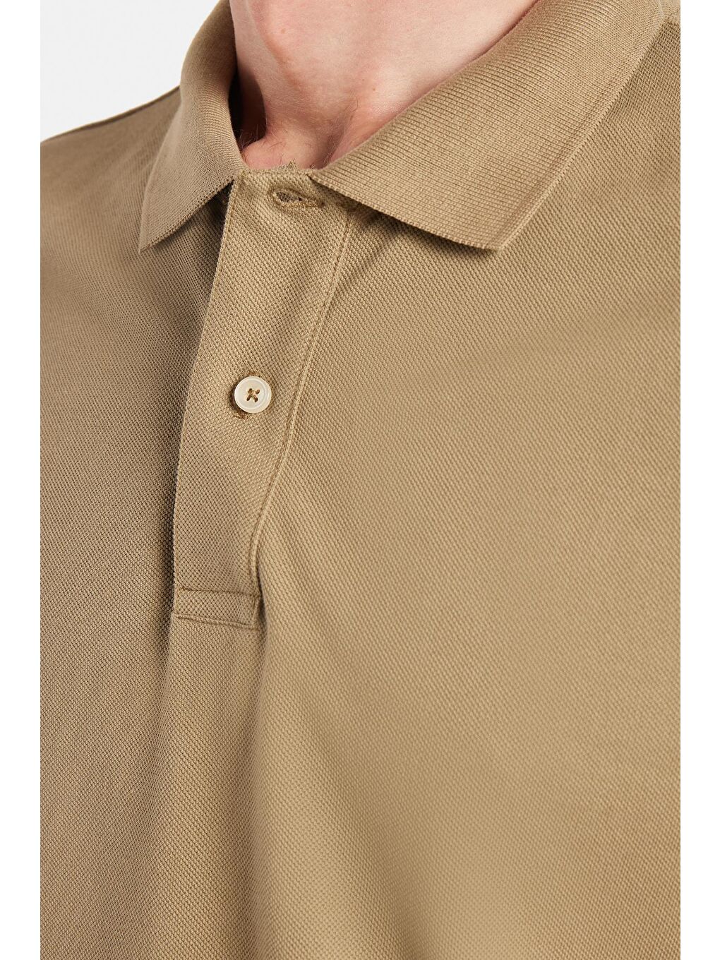 Erkek Slim Fit Dar Kesim %100 Pamuk Haki Polo Yaka Tişört-2