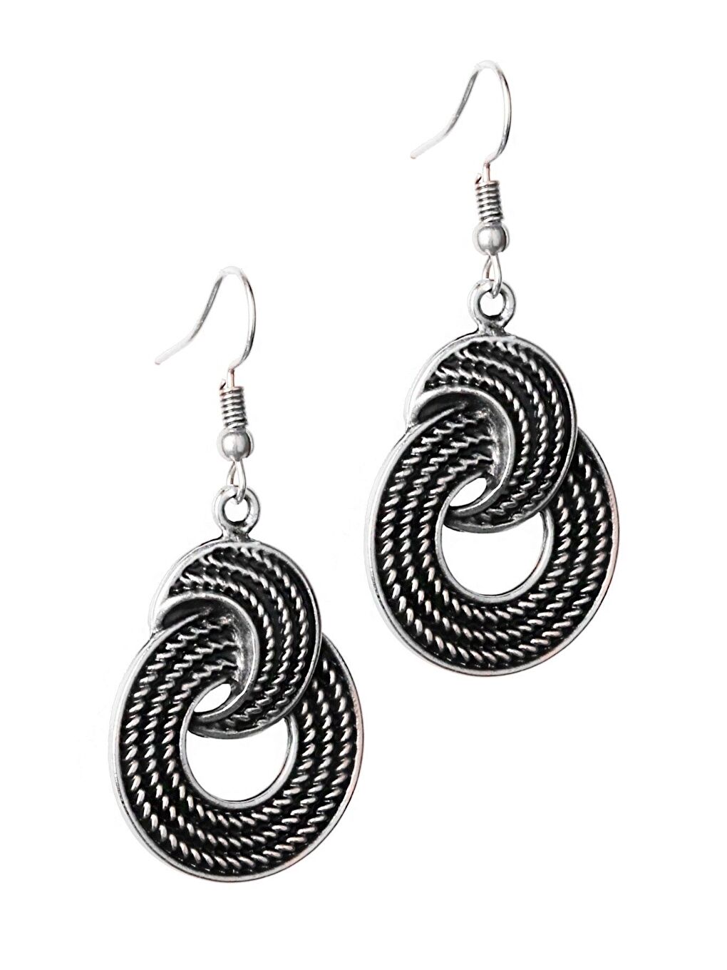 Gri Kadın Antik Gümüş Kaplama Sallantılı Model Hediye Küpe