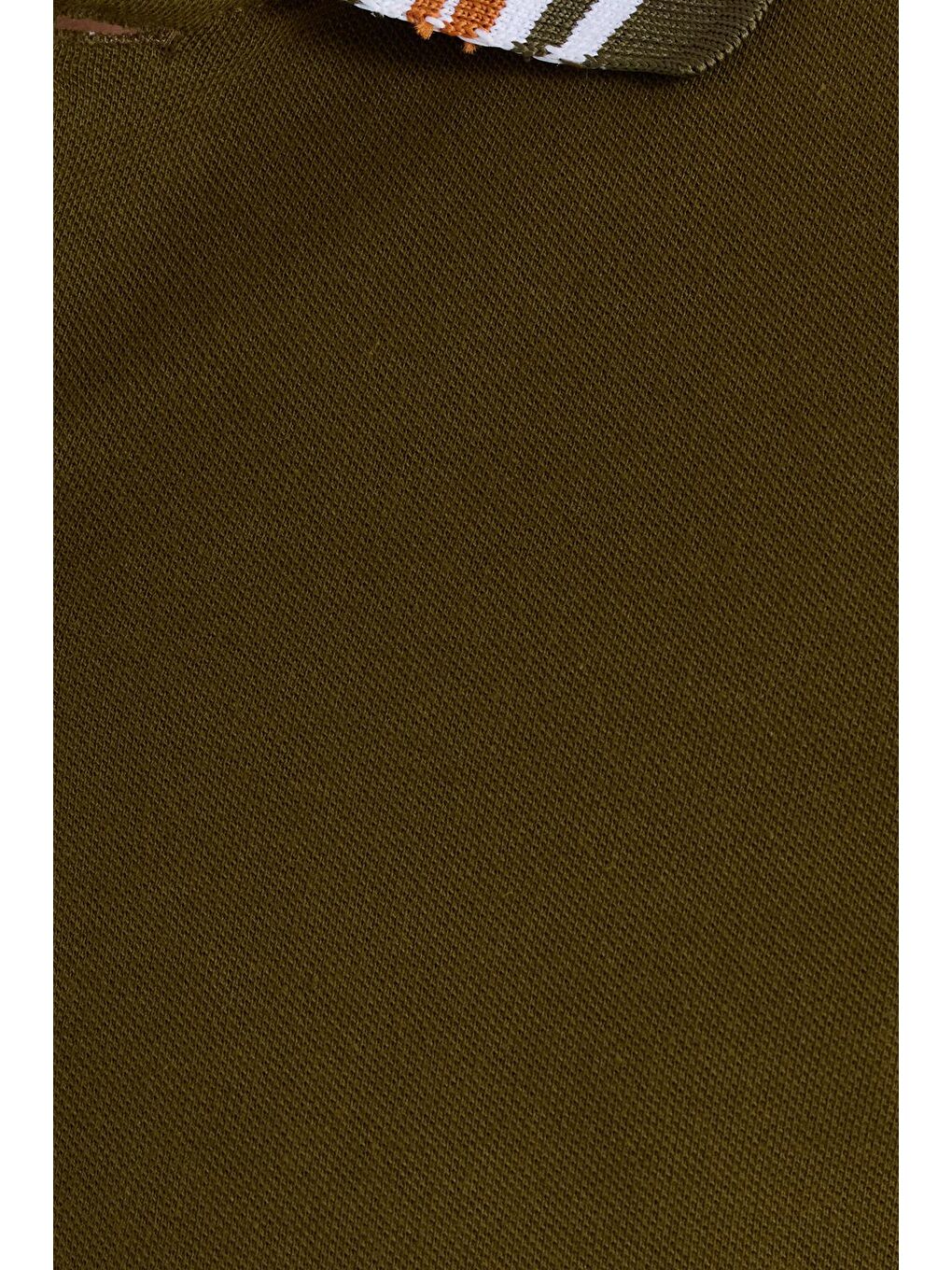 Erkek Slim Fit Dar Kesim %100 Pamuk Düz Pike Yaka Ve Kol Detaylı Koyu Haki Polo Yaka Tişört-5