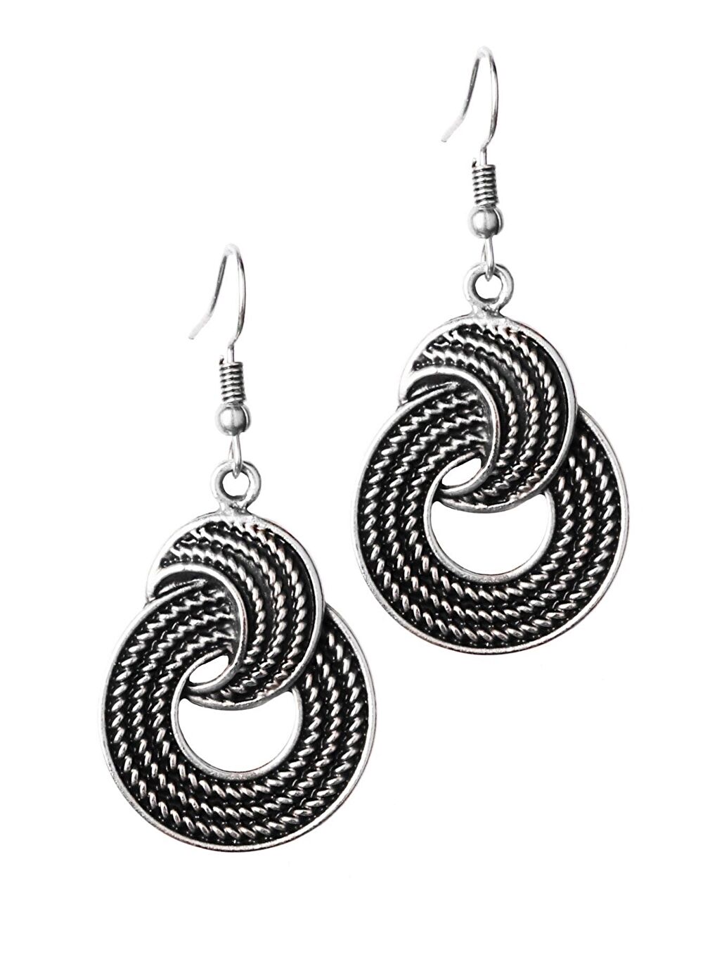 Gri Kadın Antik Gümüş Kaplama Sallantılı Model Hediye Küpe-1