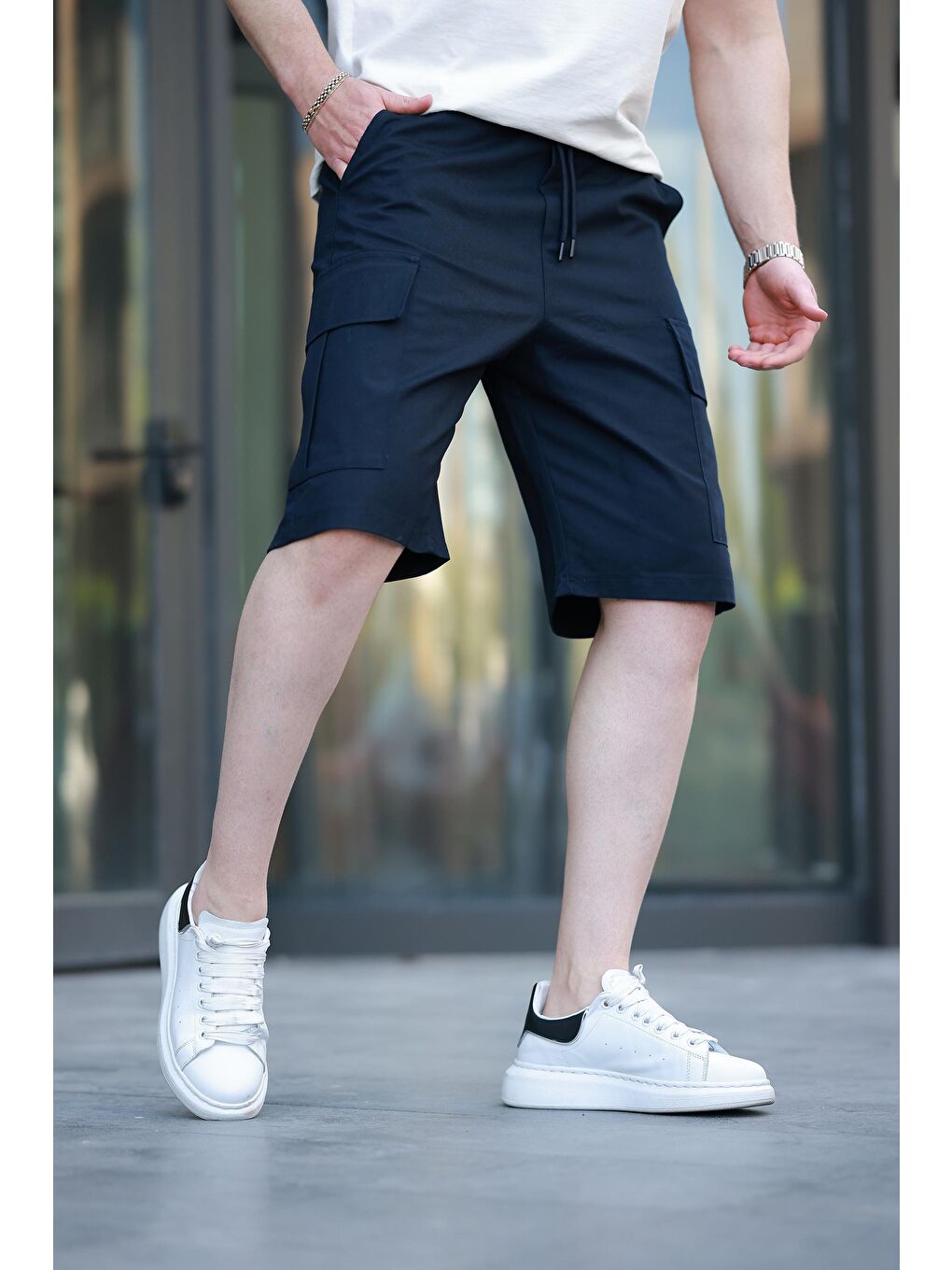 Lacivert Kargo Cepli Erkek Şort E6571-2