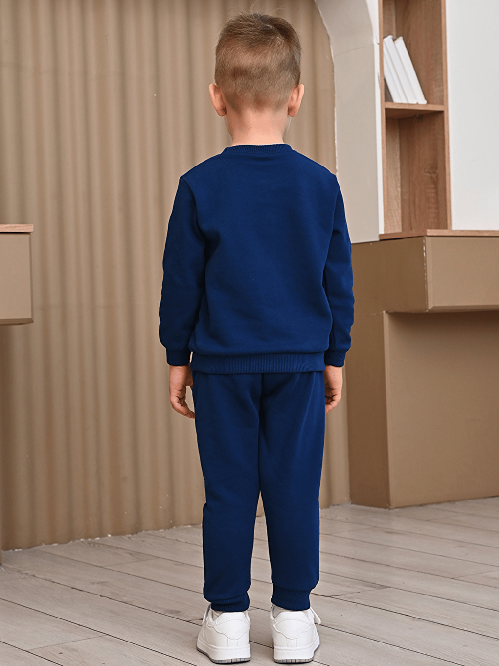 Lacivert Bisiklet Yaka Baskılı Erkek Çocuk Sweatshirt ve Eşofman Alt 2'li Takım-8