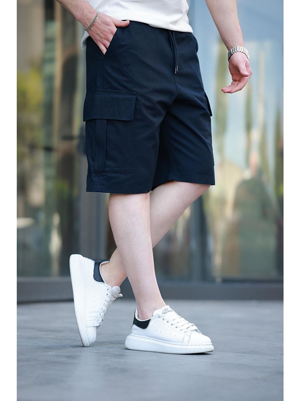 Lacivert Kargo Cepli Erkek Şort E6571-3