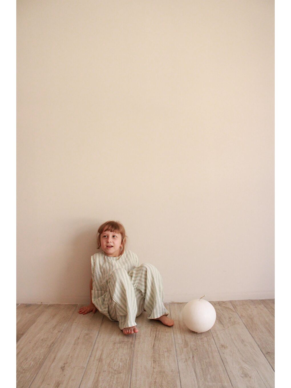 Yeşil Çizgili Asimetrik Cepli Müslin Takım-4