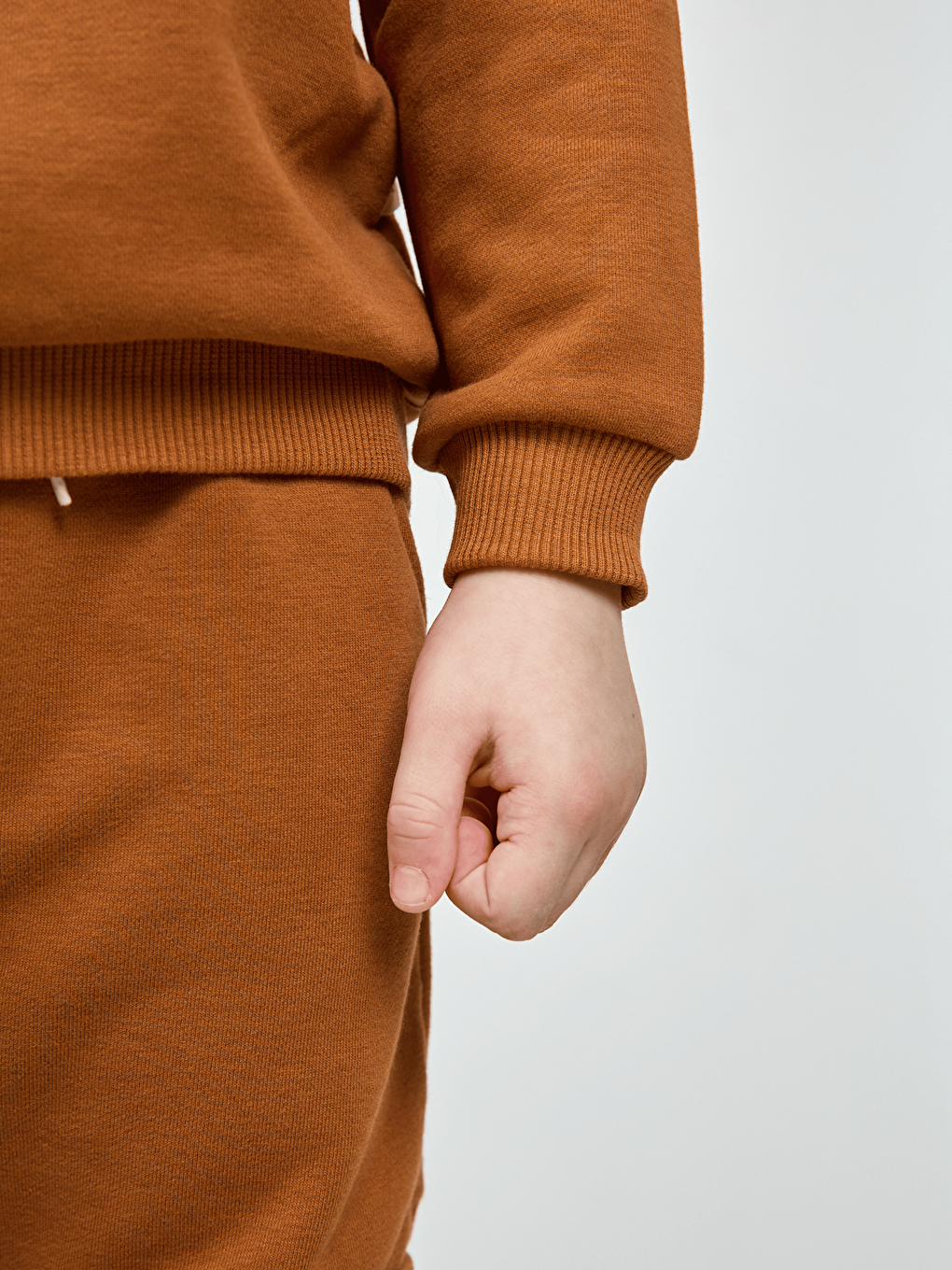 Kahverengi Bisiklet Yaka Erkek Çocuk Basic Sweatshirt ve Eşofman Alt 2'li Takım-8